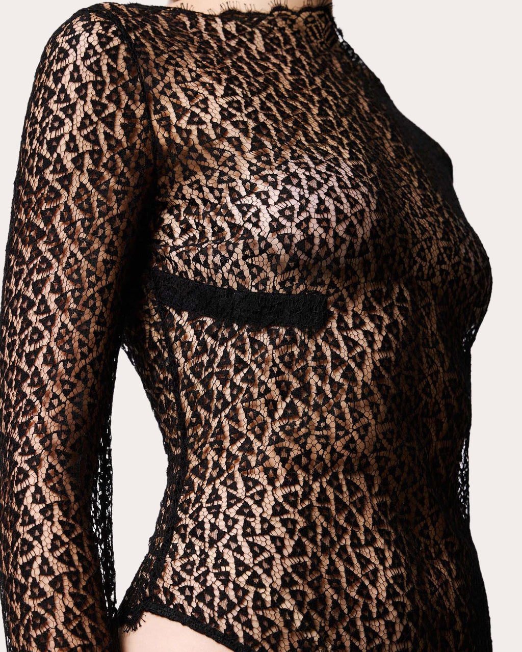 Mireille Sheer Chantilly Lace Bodysuit