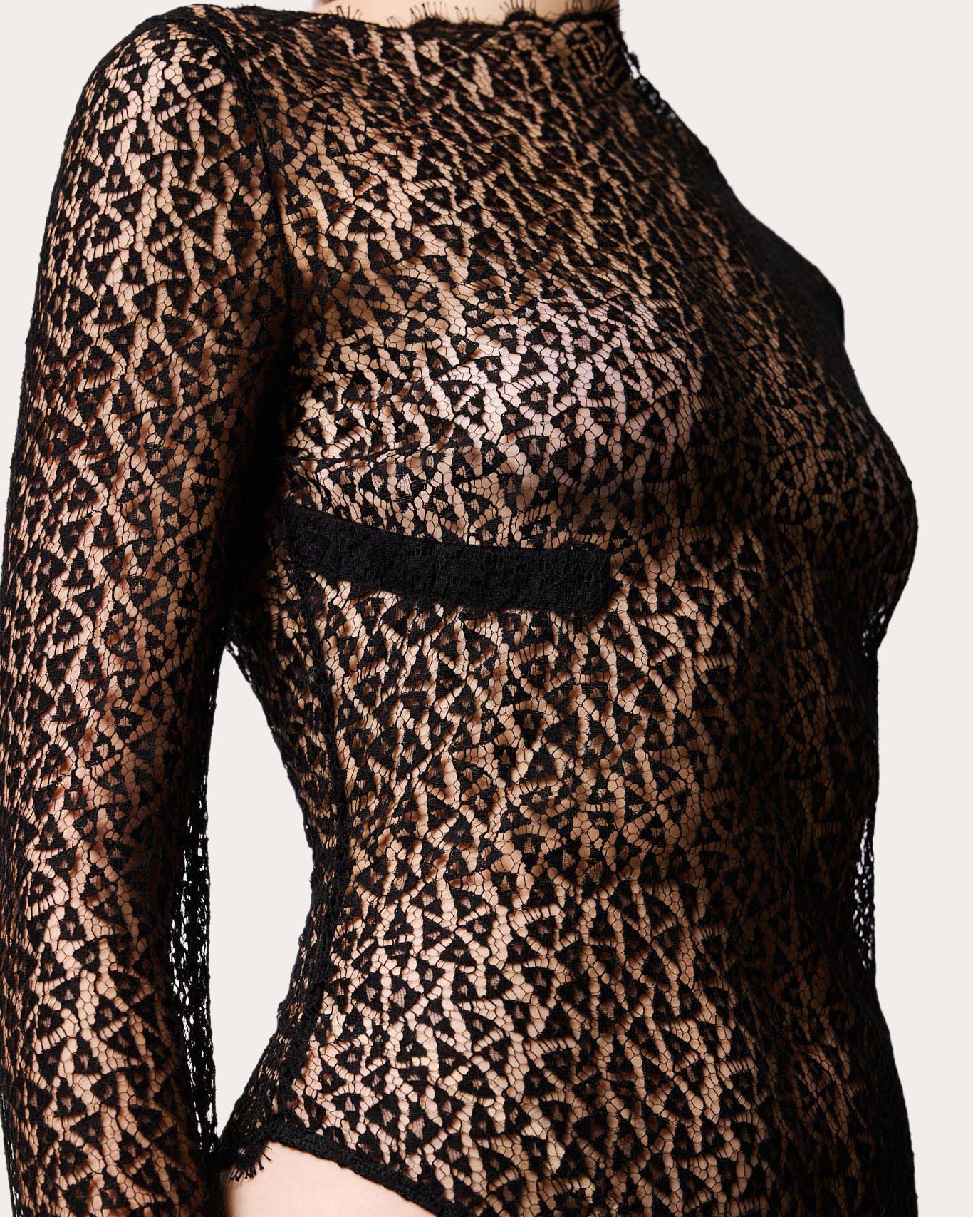 Mireille Sheer Chantilly Lace Bodysuit