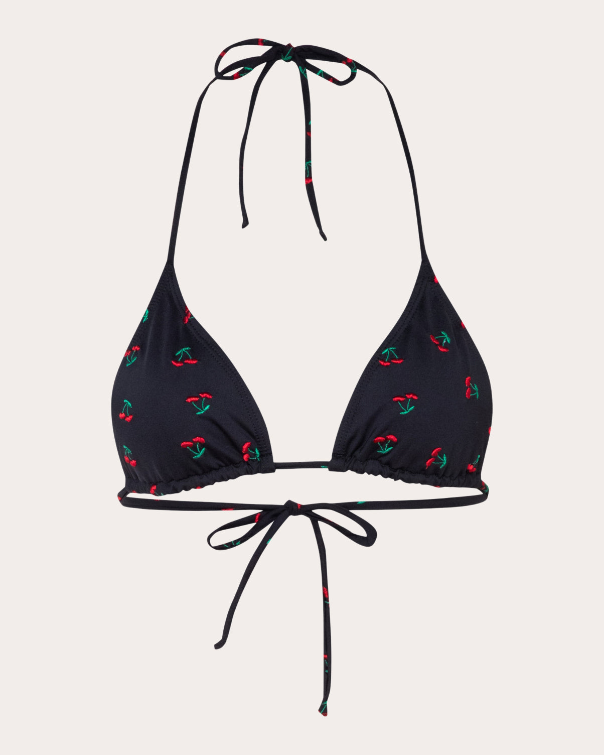 Moa Embroidered Cherry Triangle Bikini Top