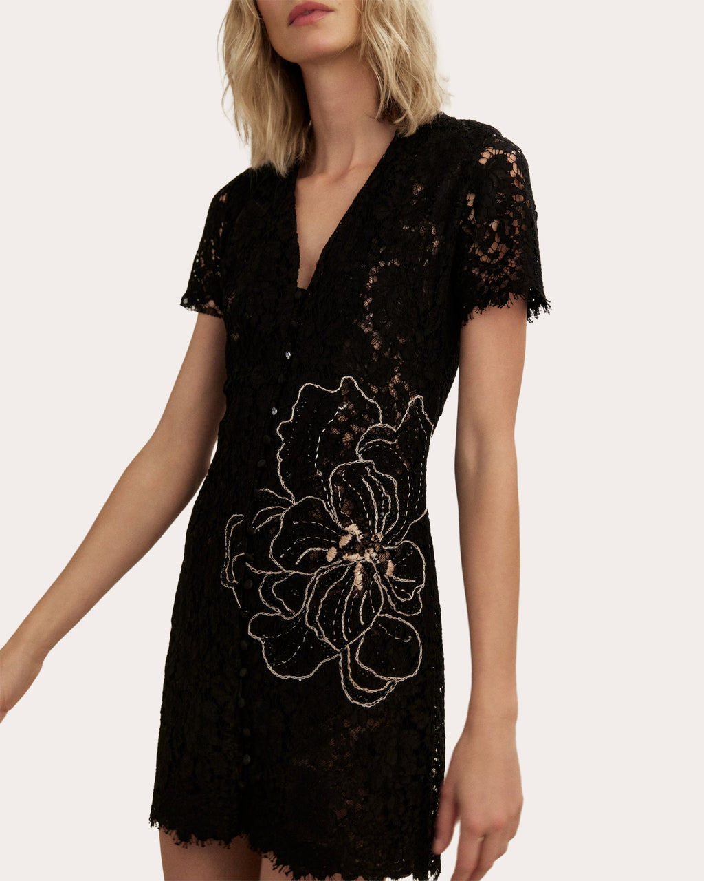 Moonlace Embroidered Floral Lace Mini Dress