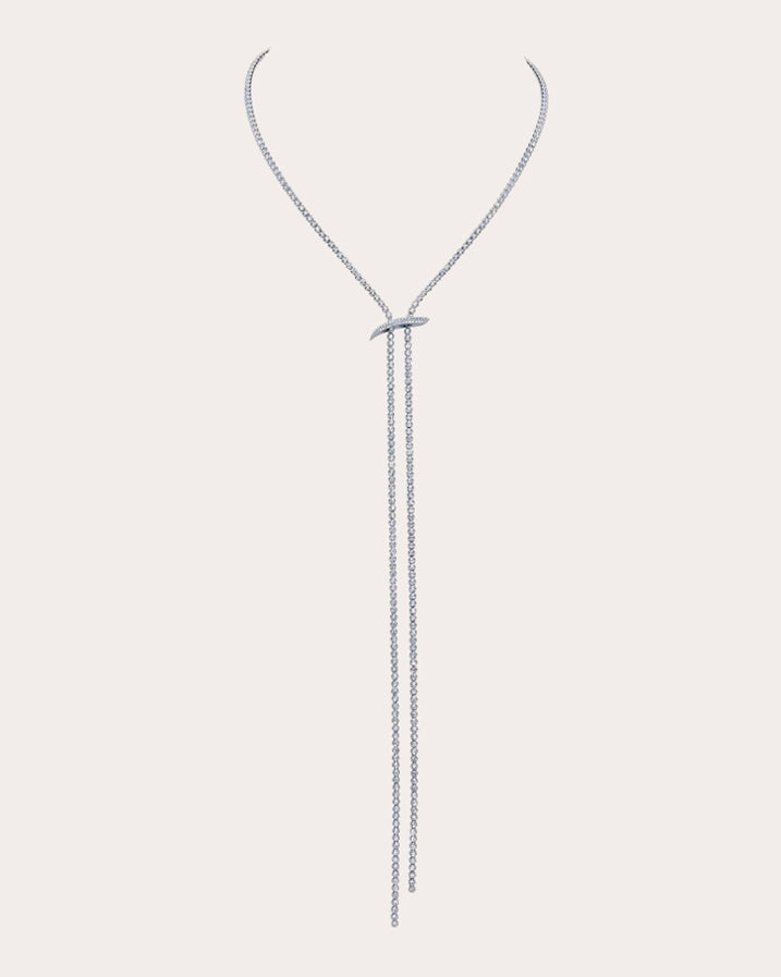 Diamond & 18k White Gold Mega Swirl Lariat Necklace