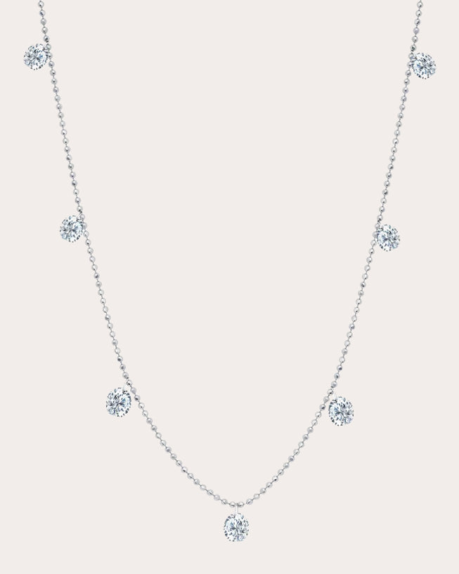 Diamond & 18k White Gold Small Floating Station Necklace