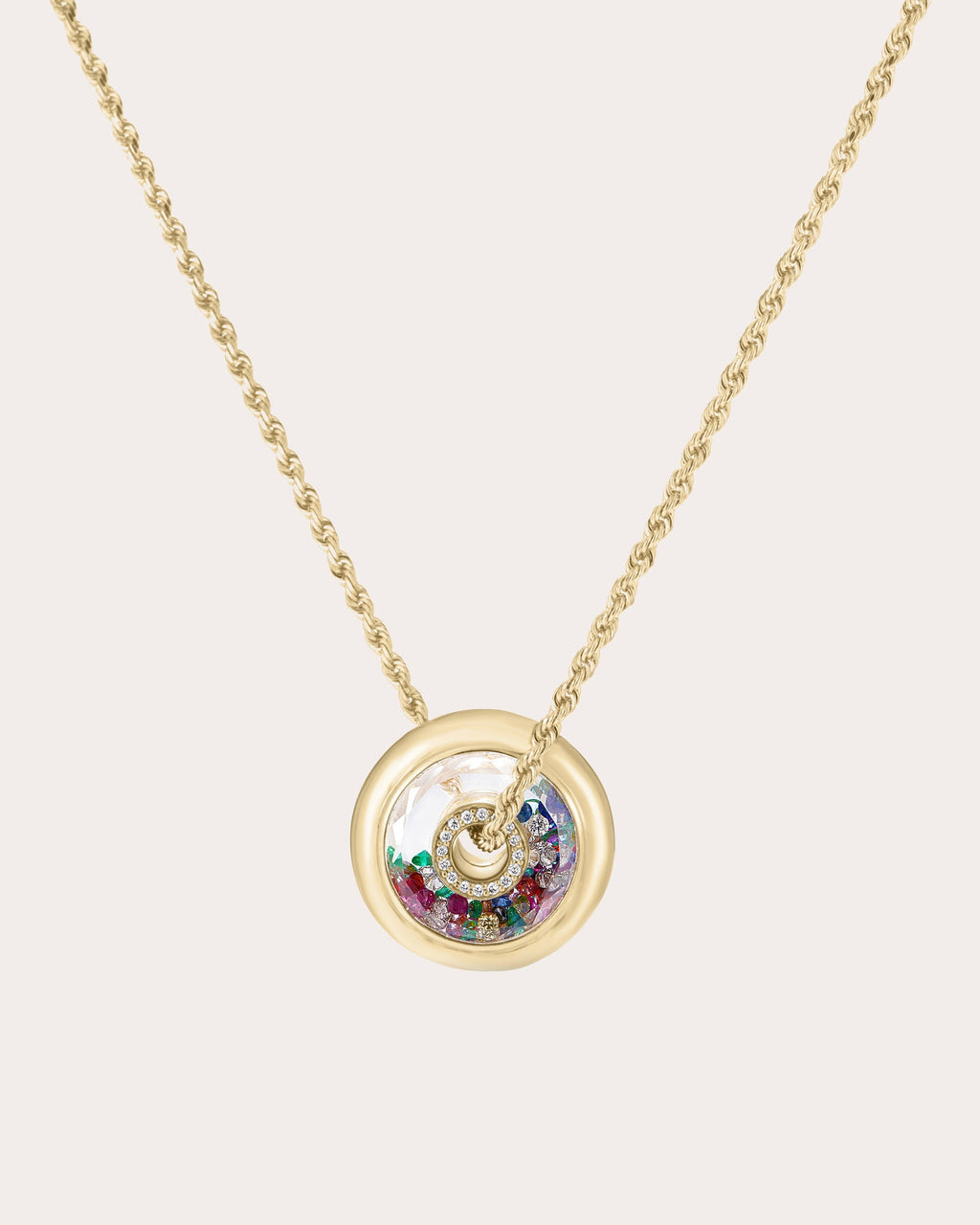 Roda 12 18K Gold Crystal and Multi-Stone Shaker Pendant Necklace