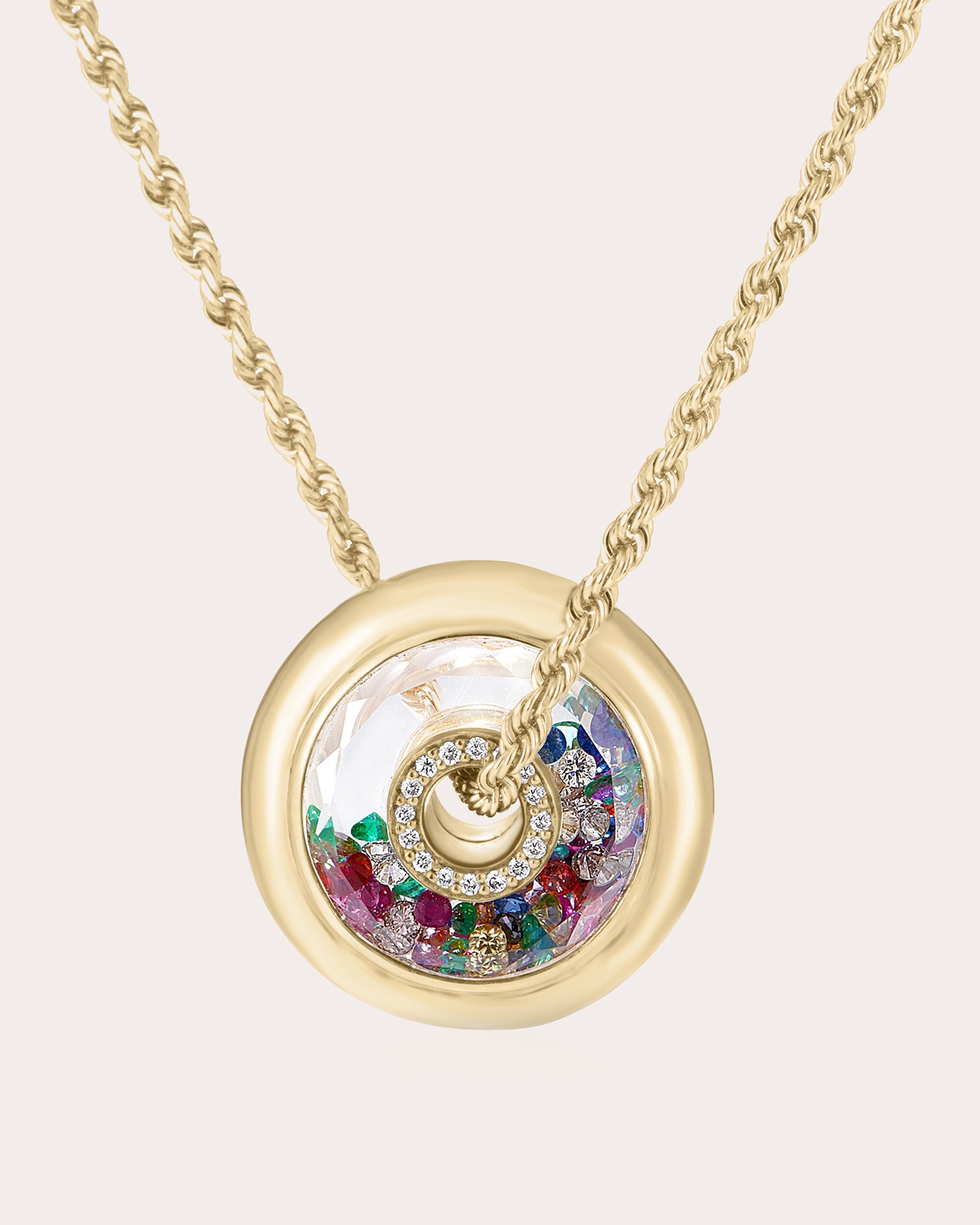 Roda 12 18K Gold Crystal and Multi-Stone Shaker Pendant Necklace