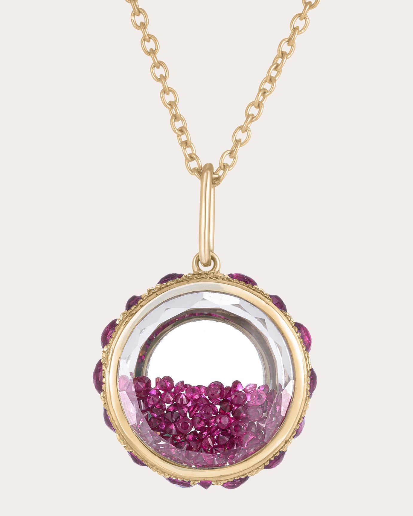 Ruby & 18k Gold Core 15 Shaker Pendant Necklace