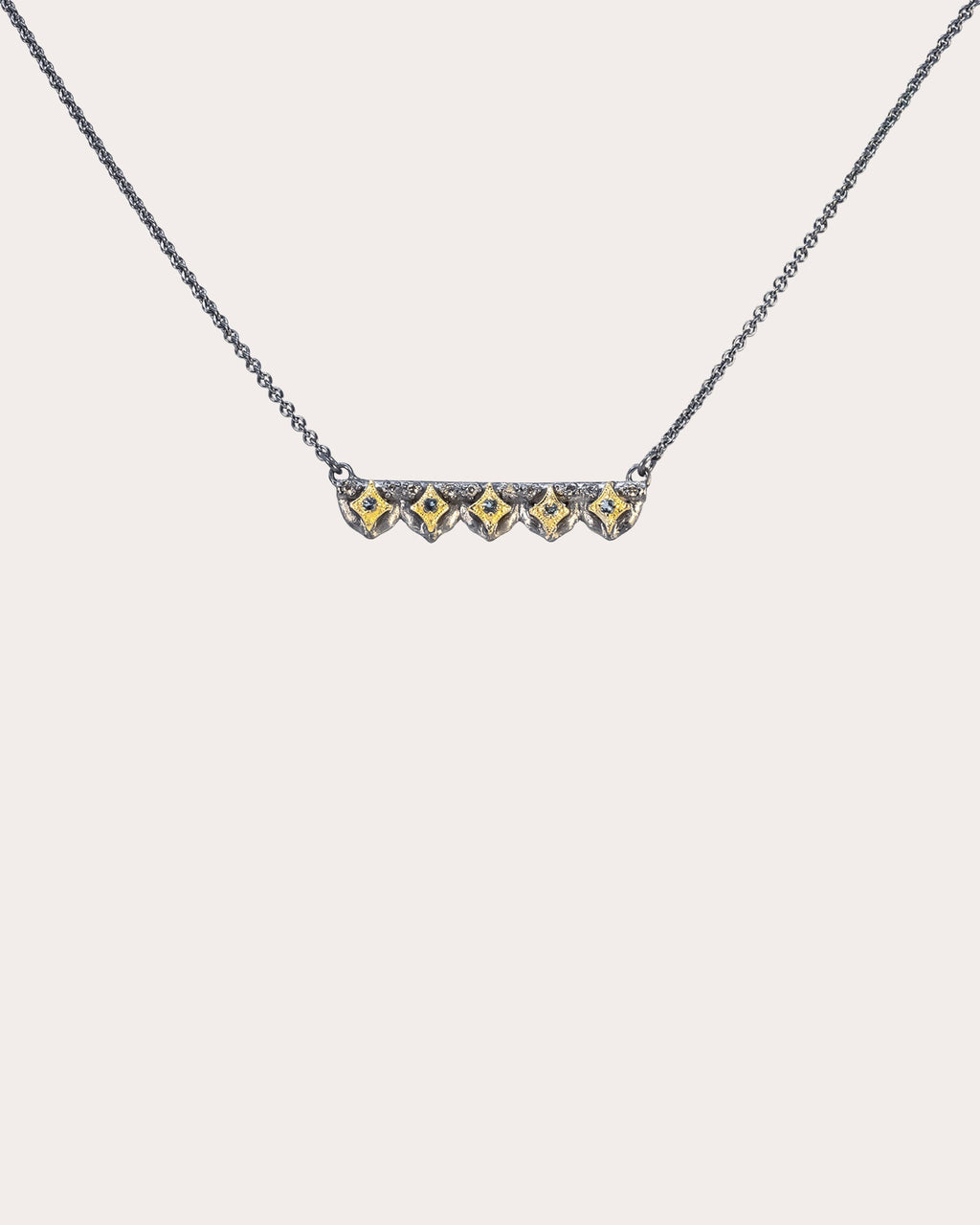 Topaz & Diamond Blackened Crivelli Pendant Necklace
