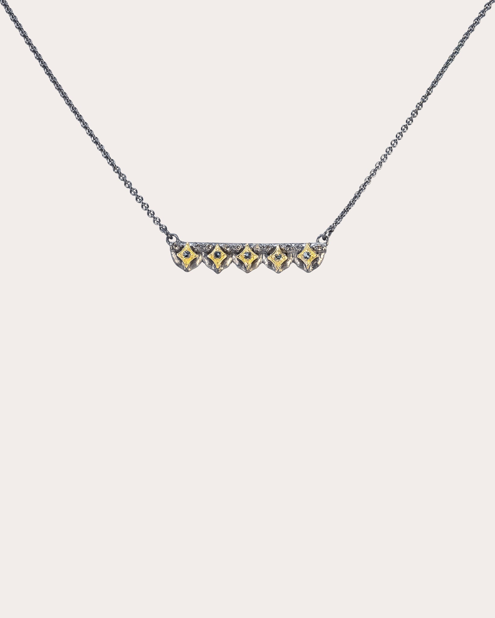 Topaz & Diamond Blackened Crivelli Pendant Necklace
