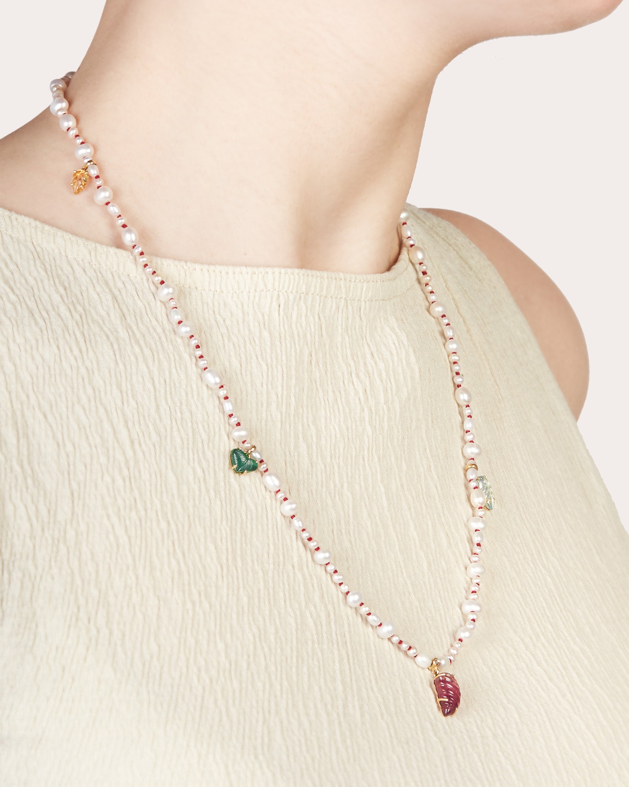 Muna 18K Gold Pearl and Multi-Stone Necklace