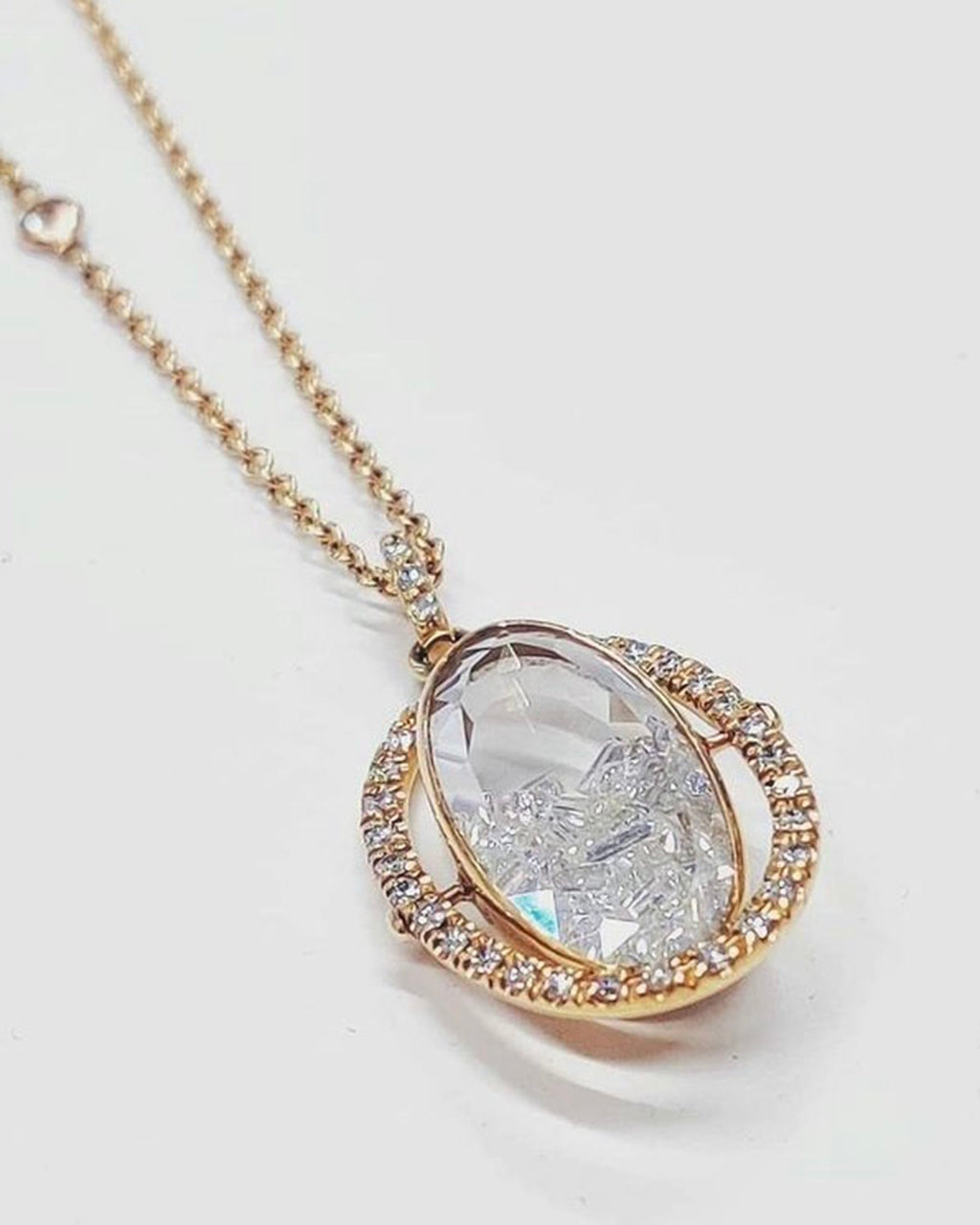 Diamond & 18k Gold Halo Shaker Pendant Necklace