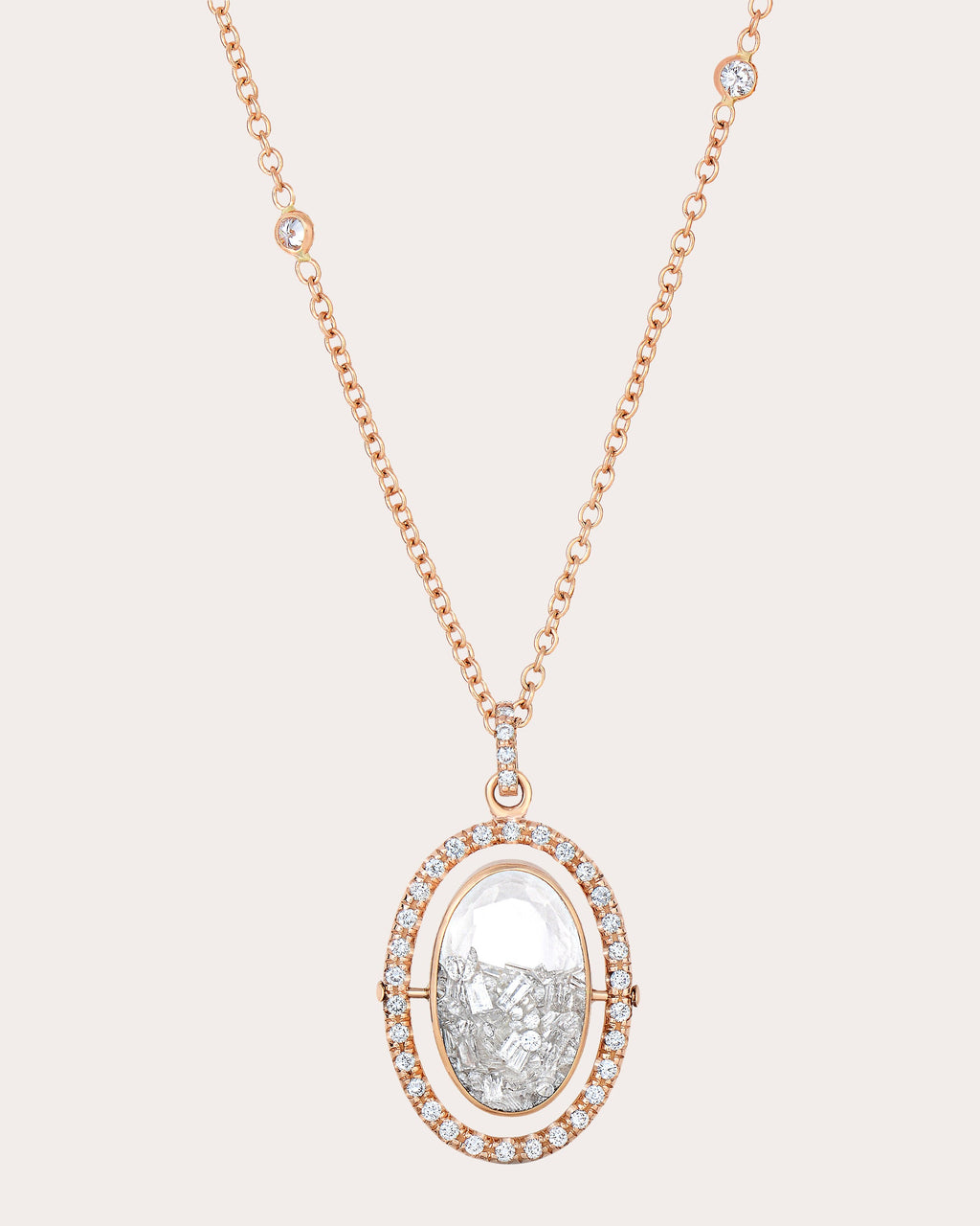 Diamond & 18k Gold Halo Shaker Pendant Necklace