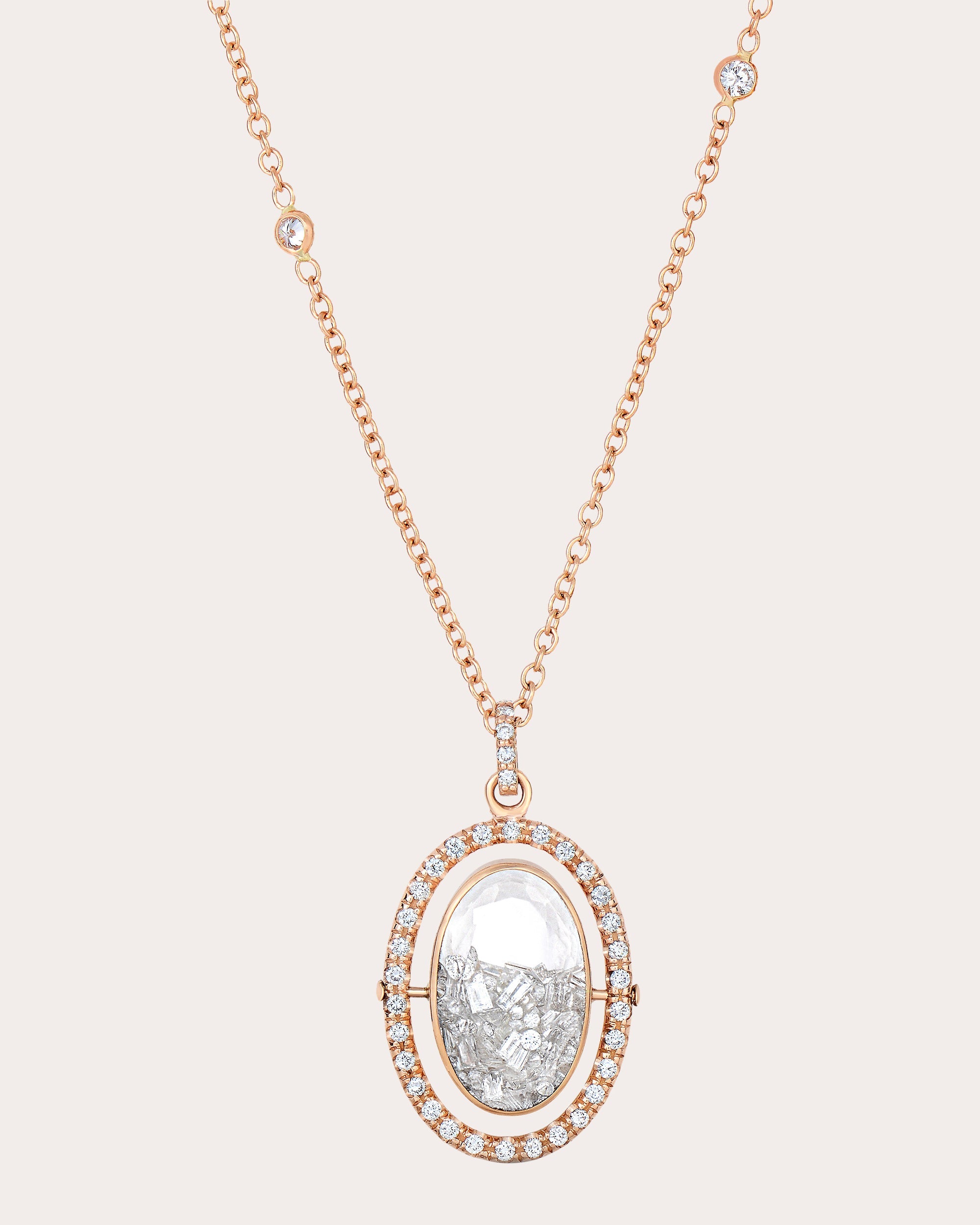 Diamond & 18k Gold Halo Shaker Pendant Necklace