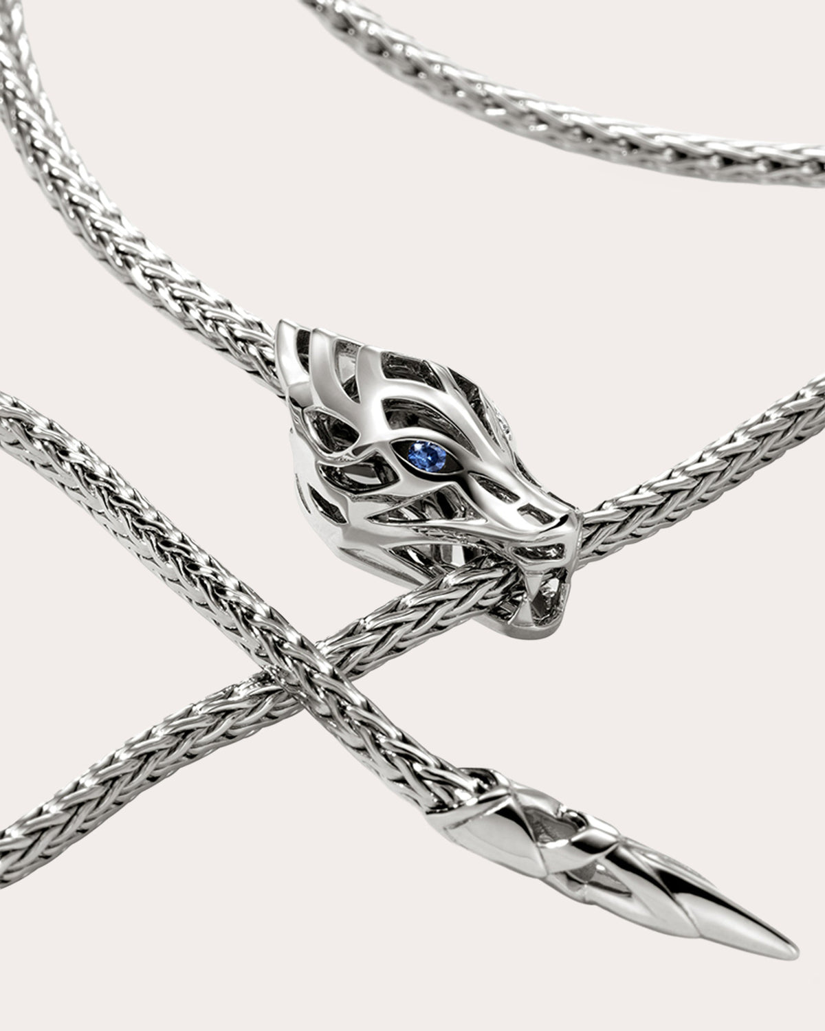 Blue Sapphire Naga Lariat Necklace