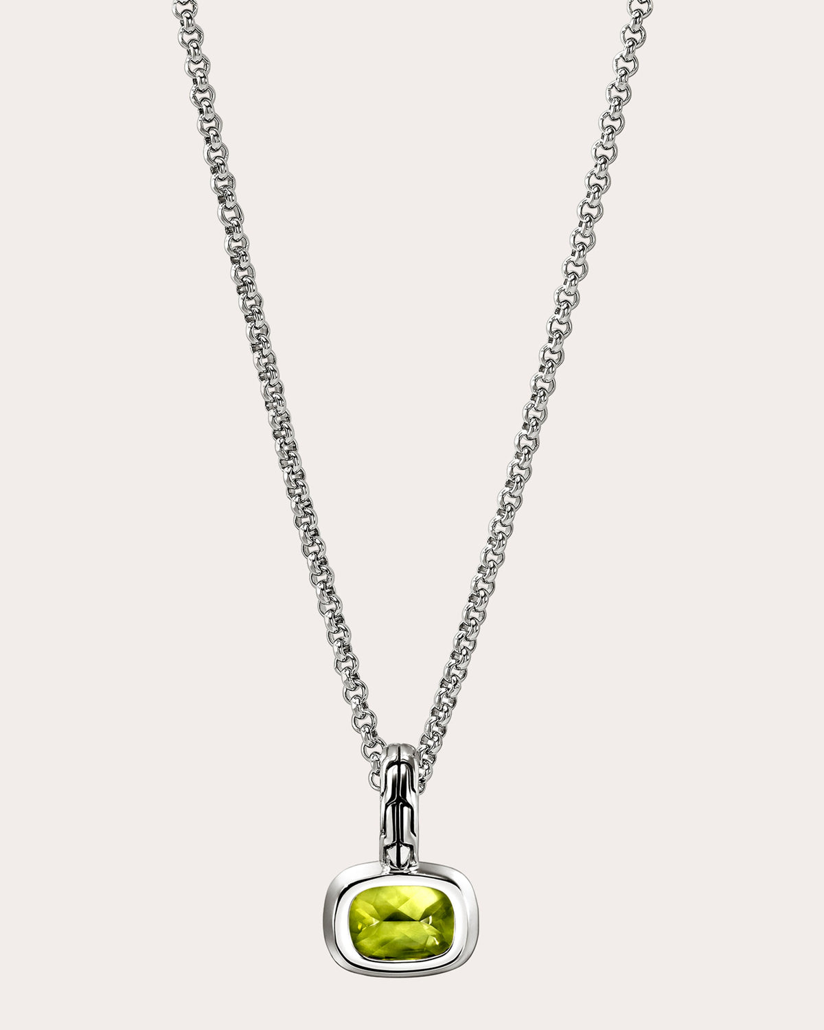 Peridot & Diamond Heishi Gem Pendant Necklace