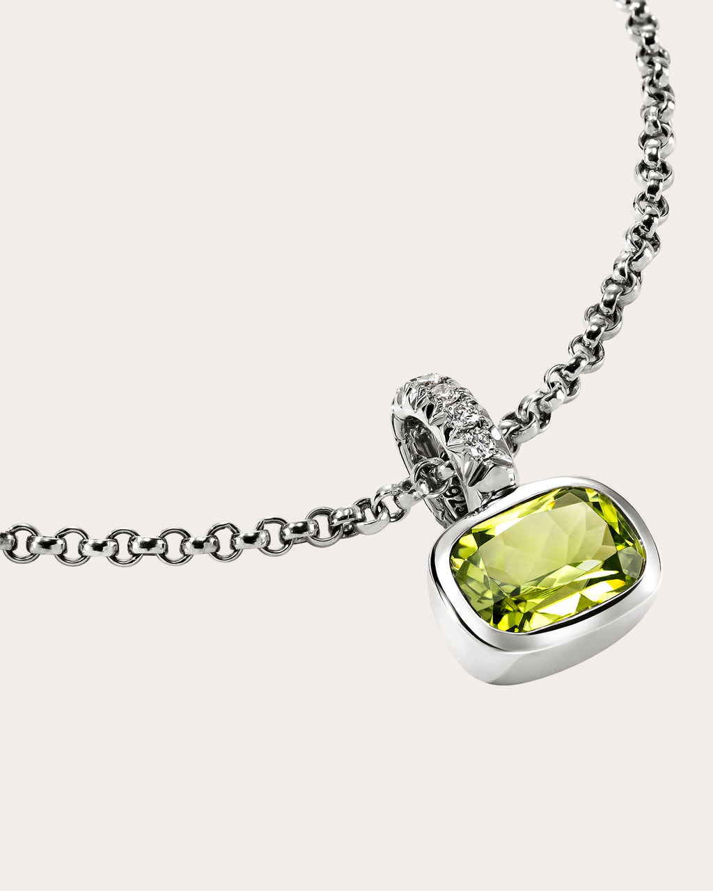 Peridot & Diamond Heishi Gem Pendant Necklace