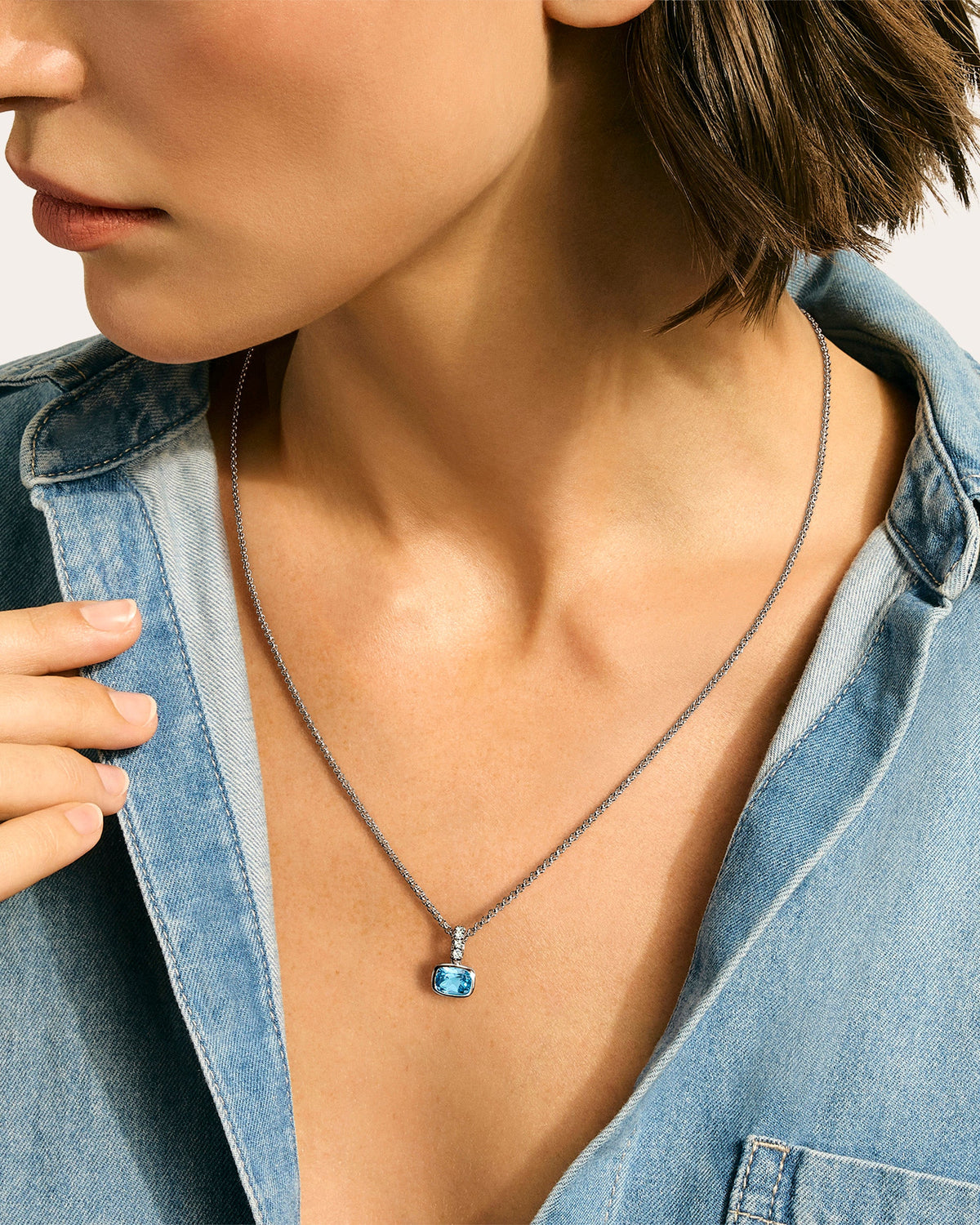 Topaz & Diamond Heishi Gem Pendant Necklace