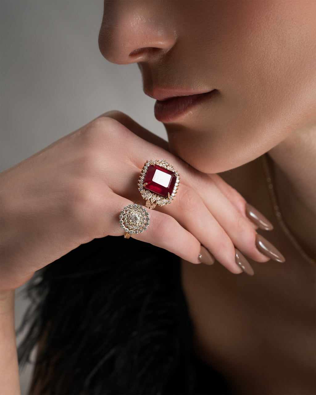 Diamond & 18k Gold Fatima Ring