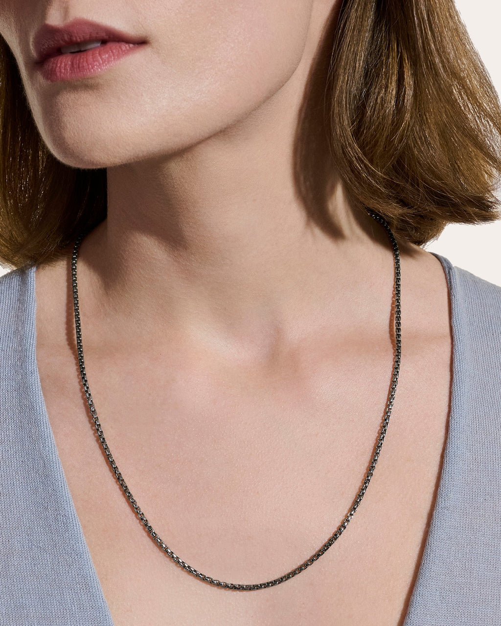 2.7mm Blackened Box Chain Necklace