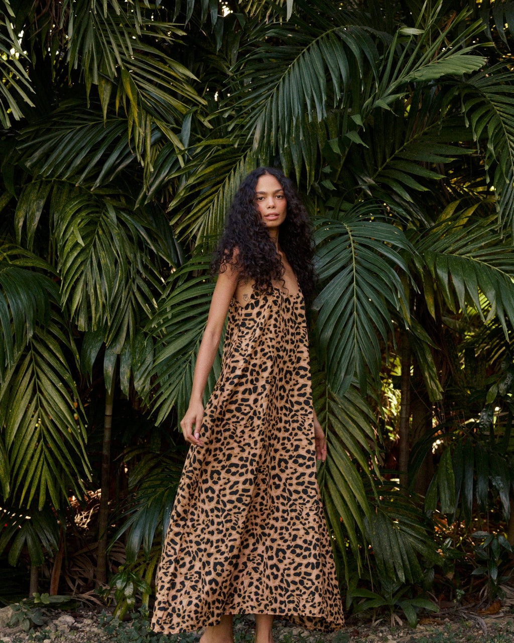 Heather Leopard Cotton Maxi Slip Dress