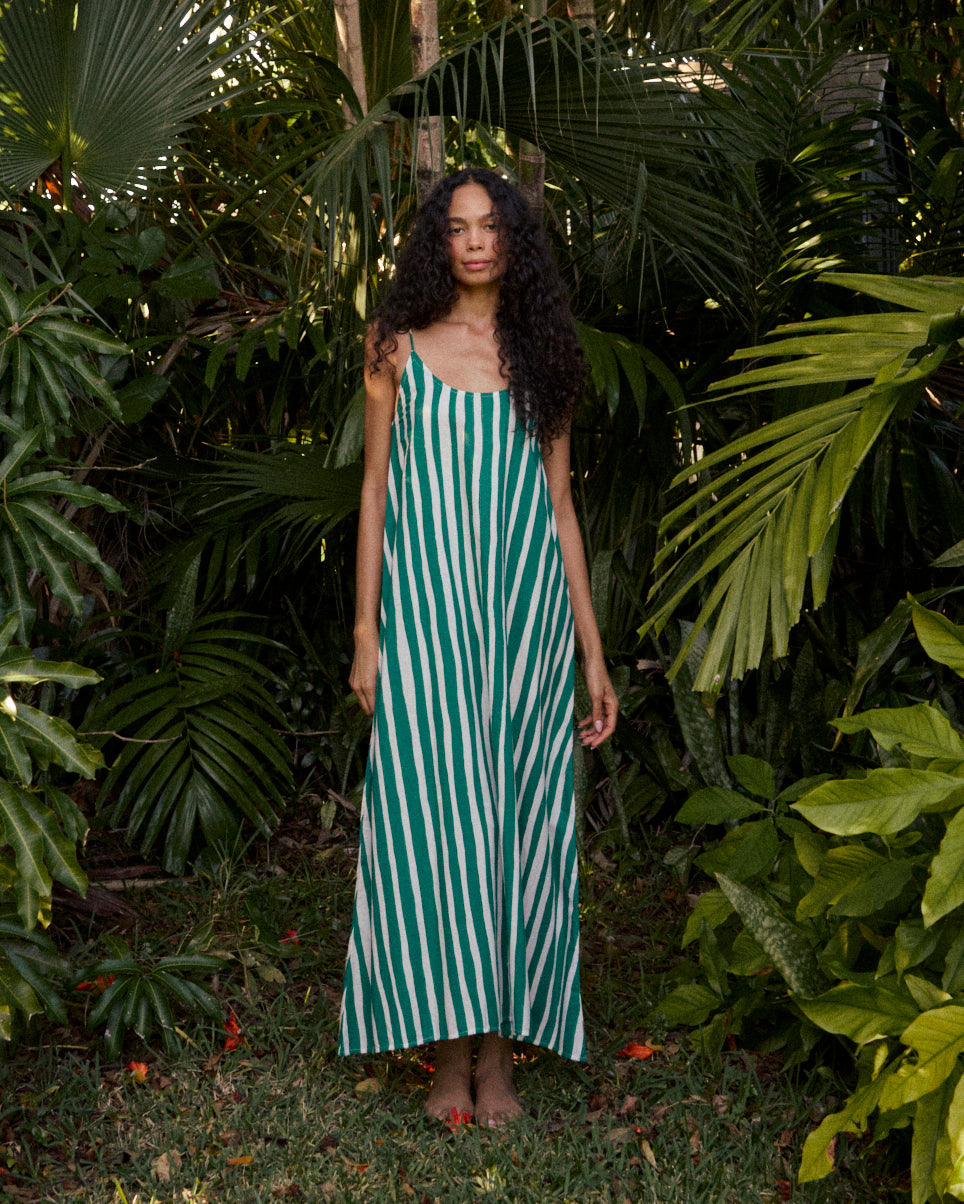 Heather Stripe Cotton Maxi Slip Dress
