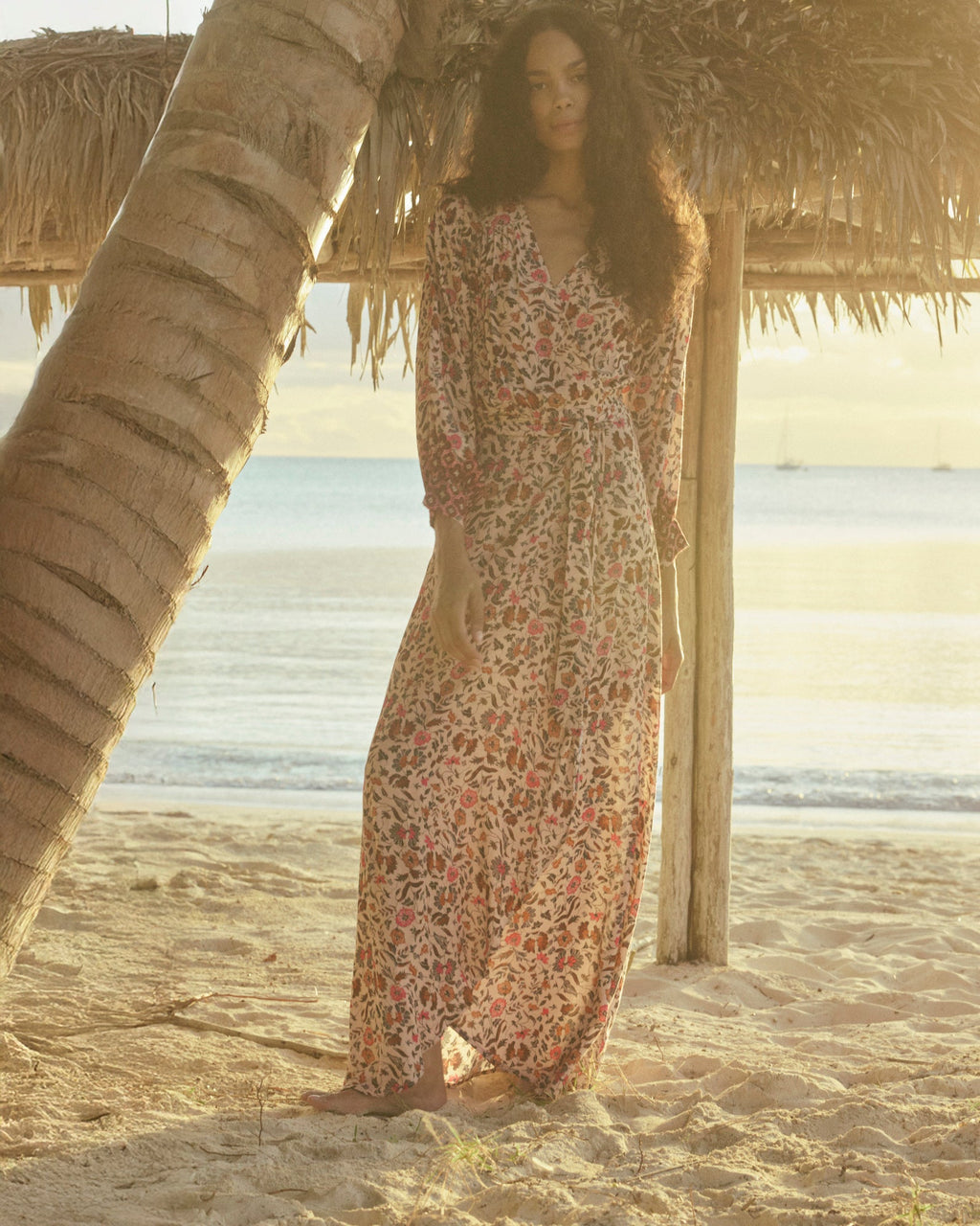 Kate Floral Gathered Wrap Maxi Dress