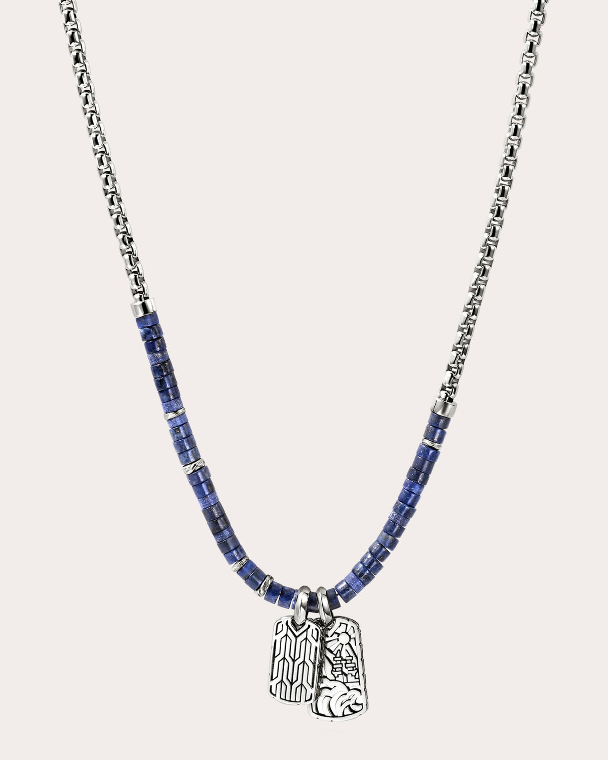 Lapis Lazuli Heishi Tag Pendant Necklace