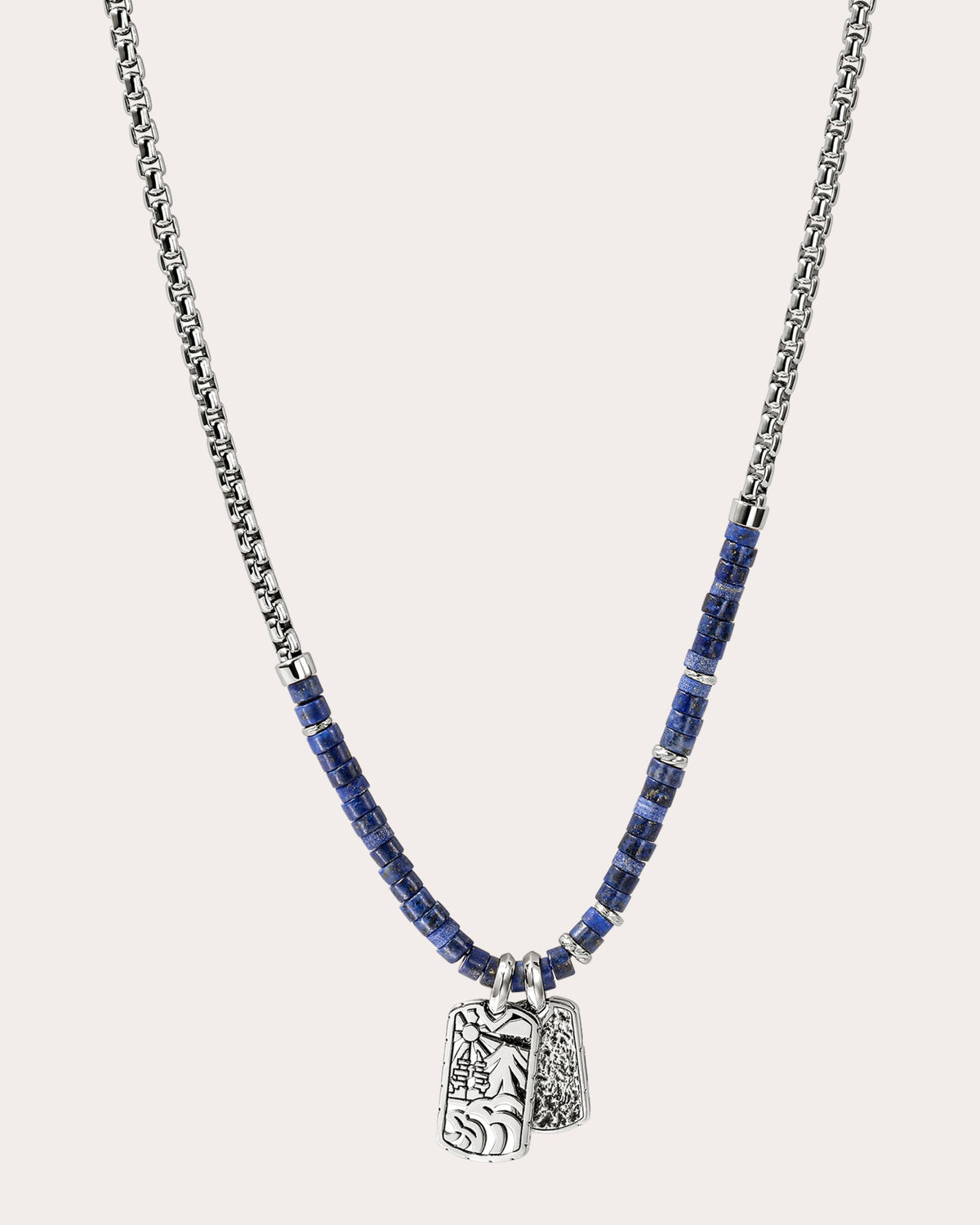 Lapis Lazuli Heishi Tag Pendant Necklace