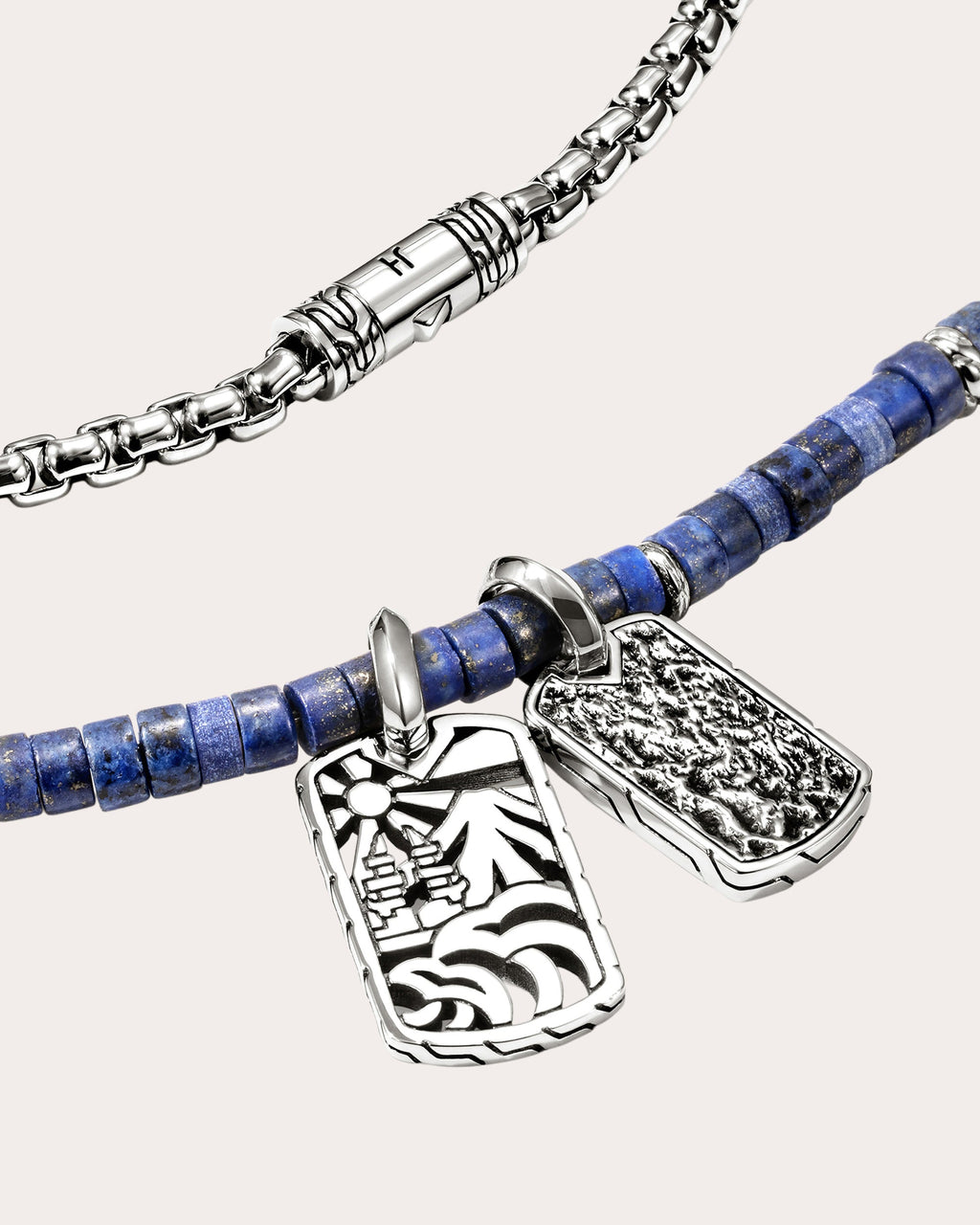 Lapis Lazuli Heishi Tag Pendant Necklace