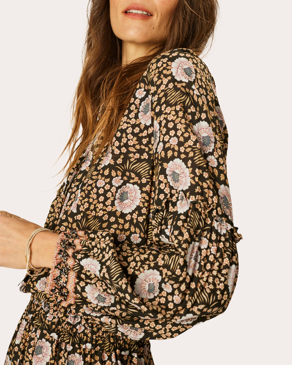 Maggie Floral Tie-Neck Ruffle Mini Dress