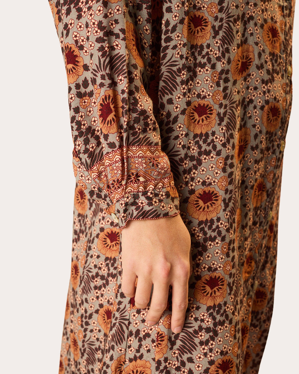 MB Floral Button-Front Midi Dress