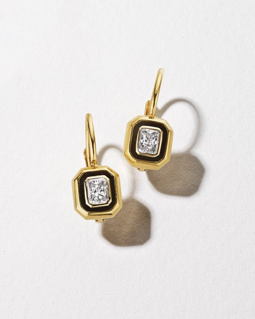 Radiant Cut Diamond Drop Earrings