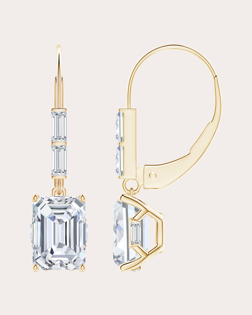 Diamond & 14k Gold Orient Express Baguette Drop Earrings