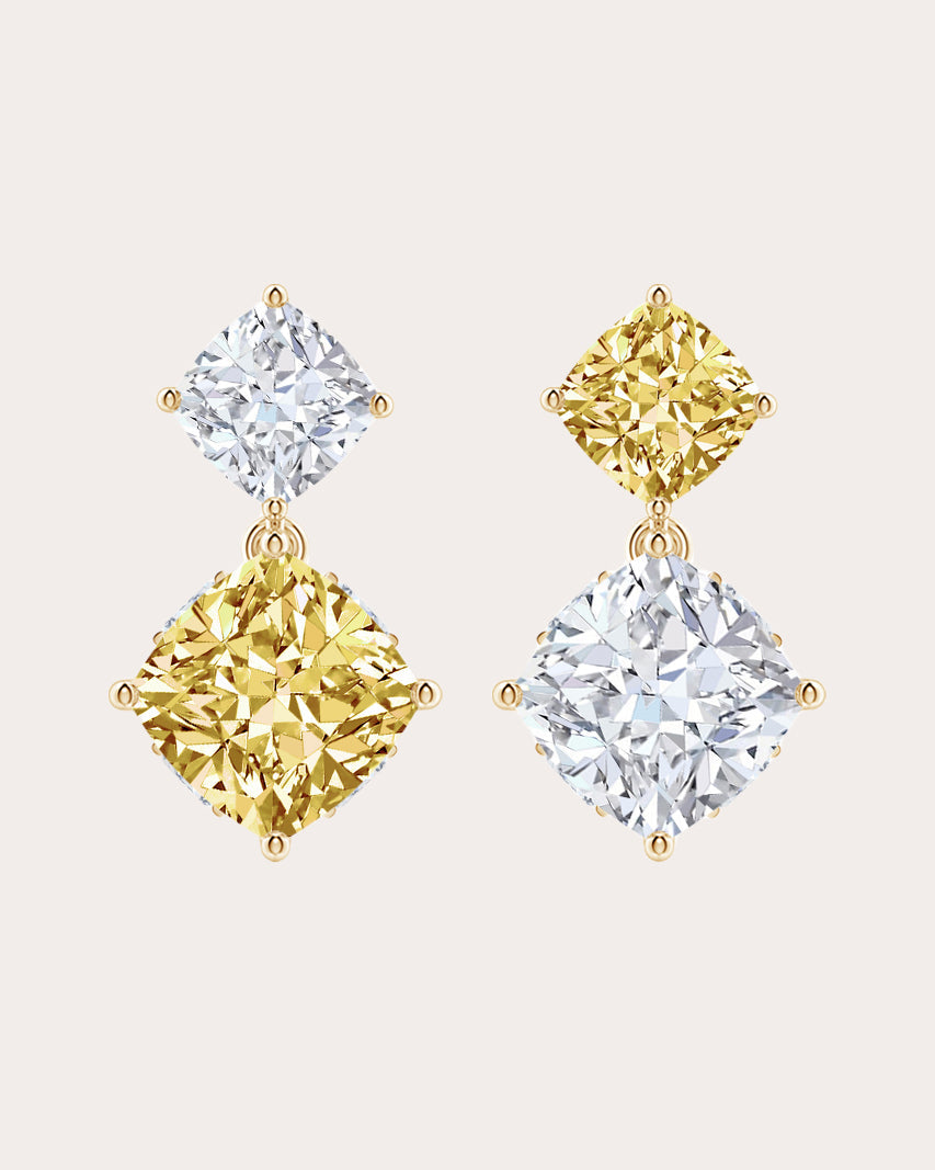 Yellow & White Diamond Orient Express Drop Earrings