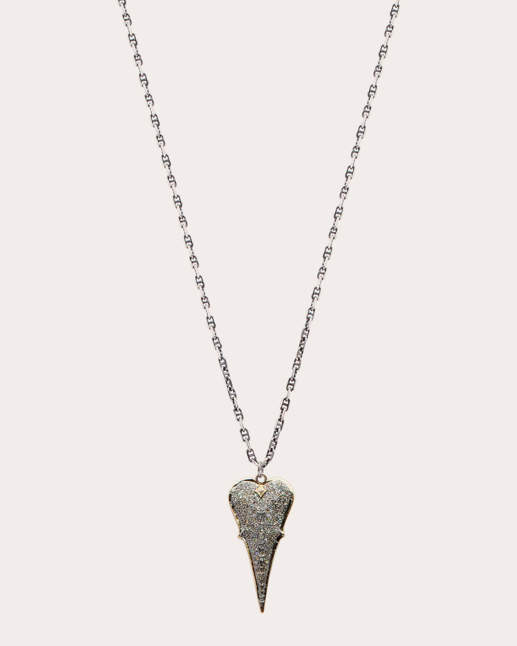 Diamond & Blackened Two-Tone Heart Pendant Necklace