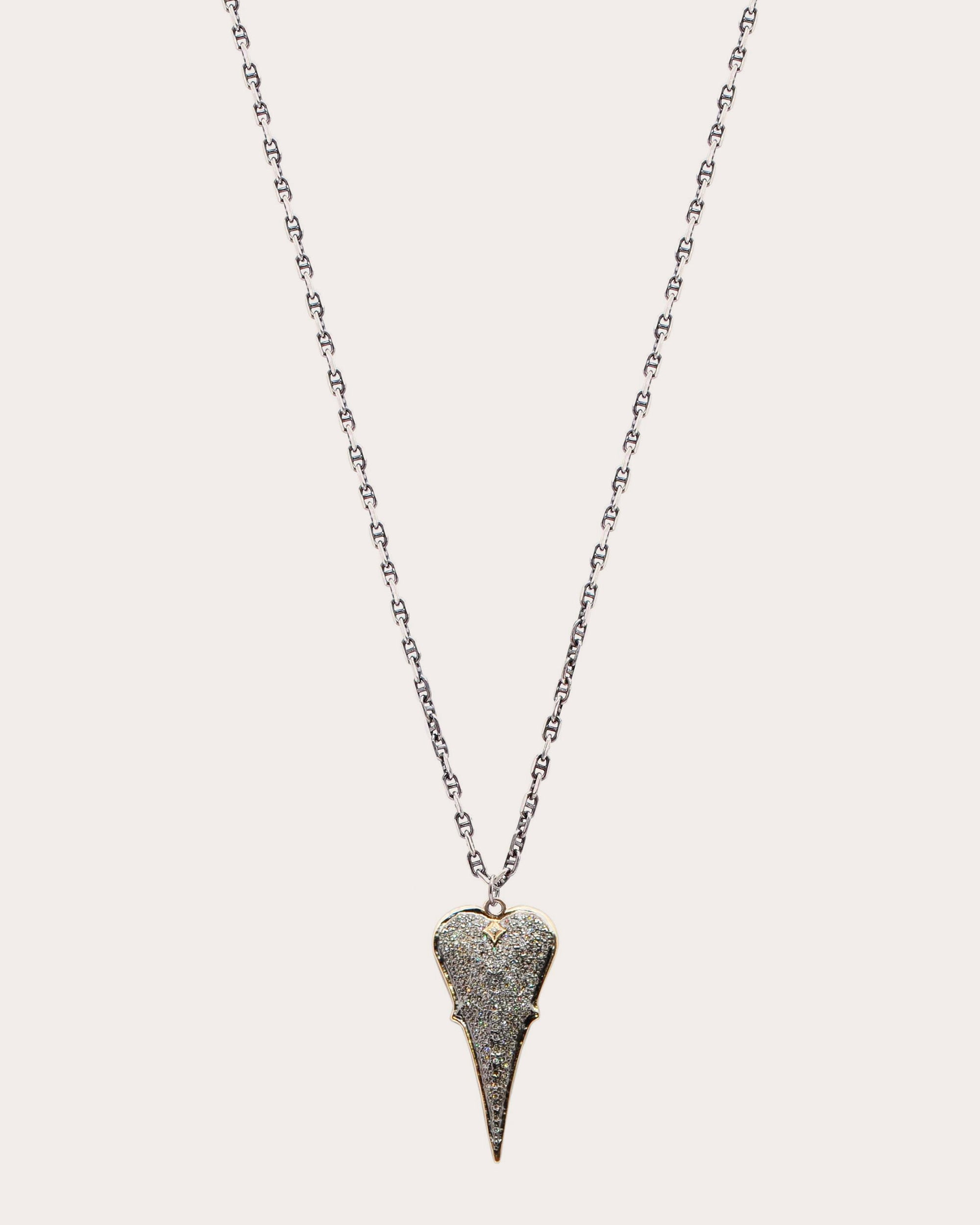 Diamond & Blackened Two-Tone Heart Pendant Necklace