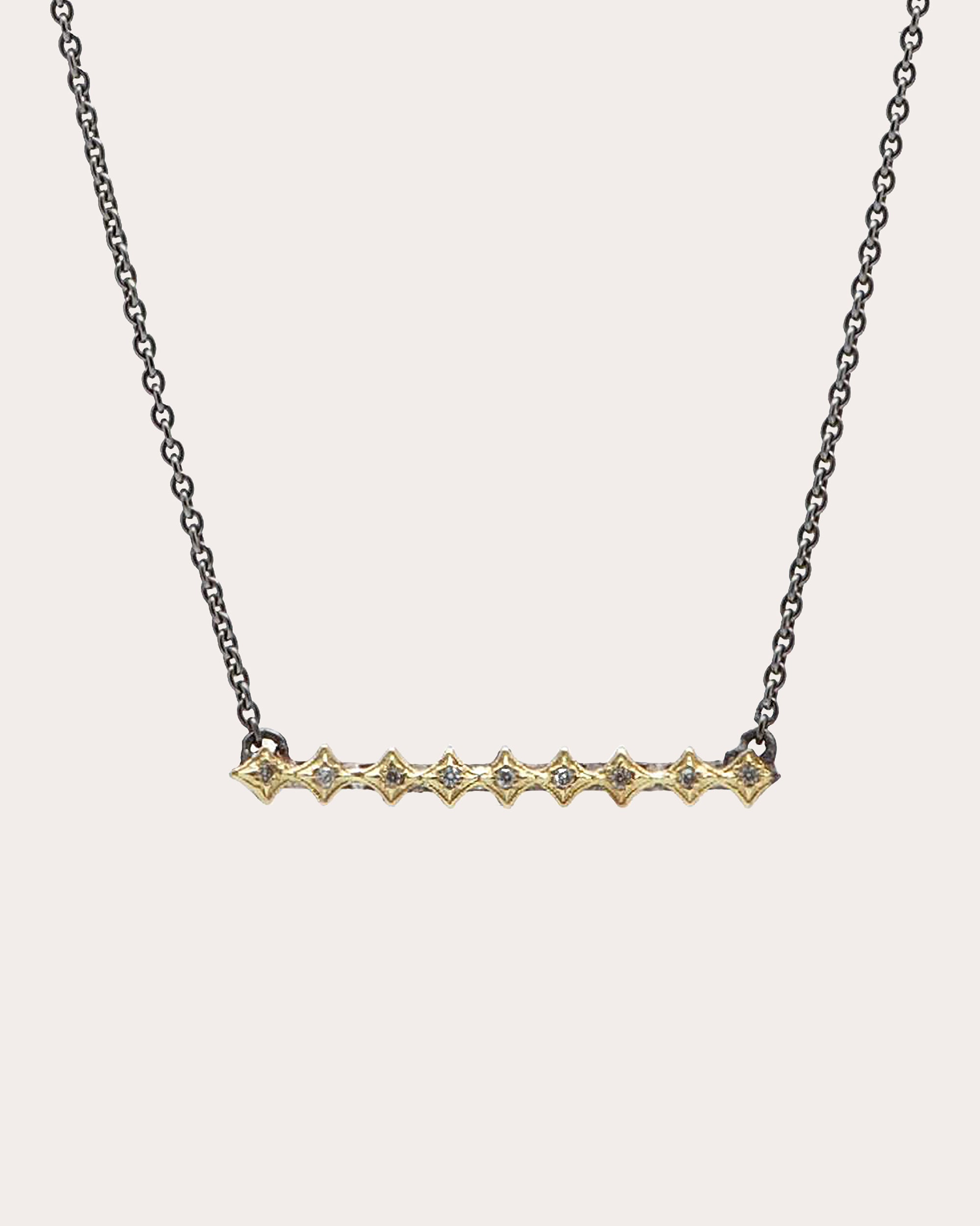 Diamond & Blackened Two-Tone Crivelli Bar Necklace