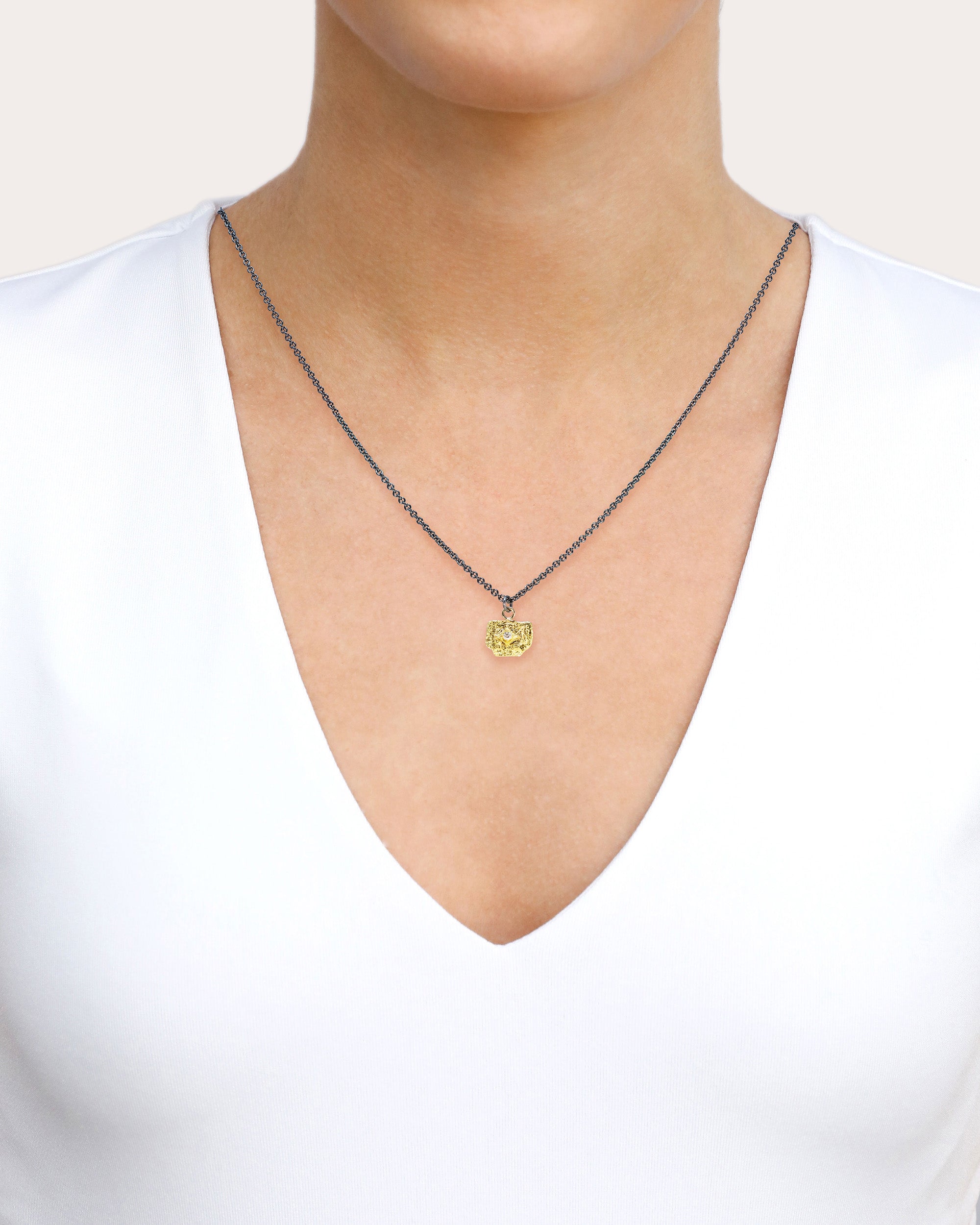 Diamond & 18k Gold Artifact Coin Pendant Necklace