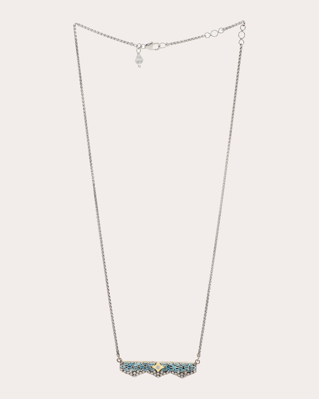 Aquamarine & Diamond Two-Tone Crivelli Bar Necklace