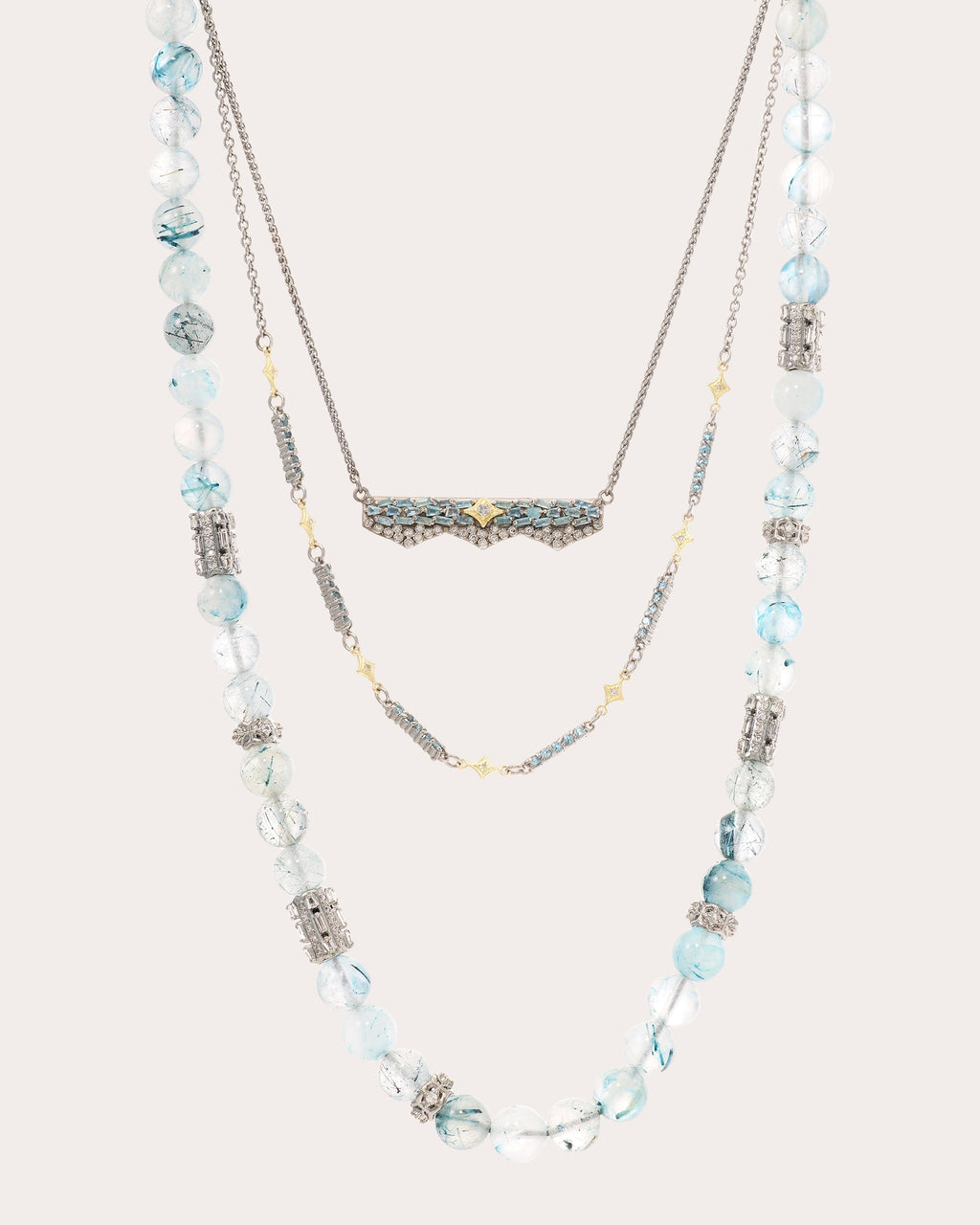 Aquamarine & Diamond Two-Tone Crivelli Bar Necklace