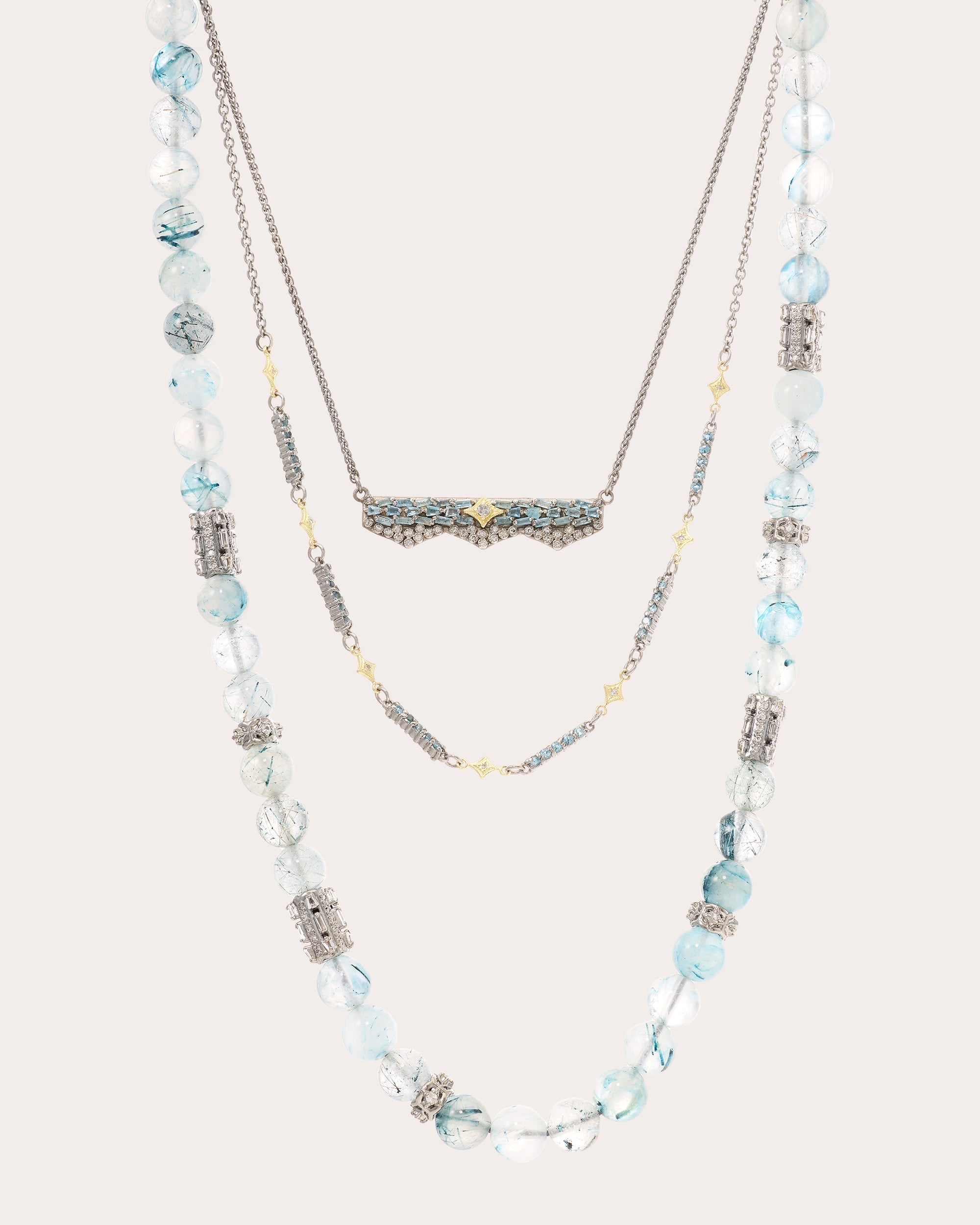 Aquamarine & Diamond Two-Tone Crivelli Bar Necklace