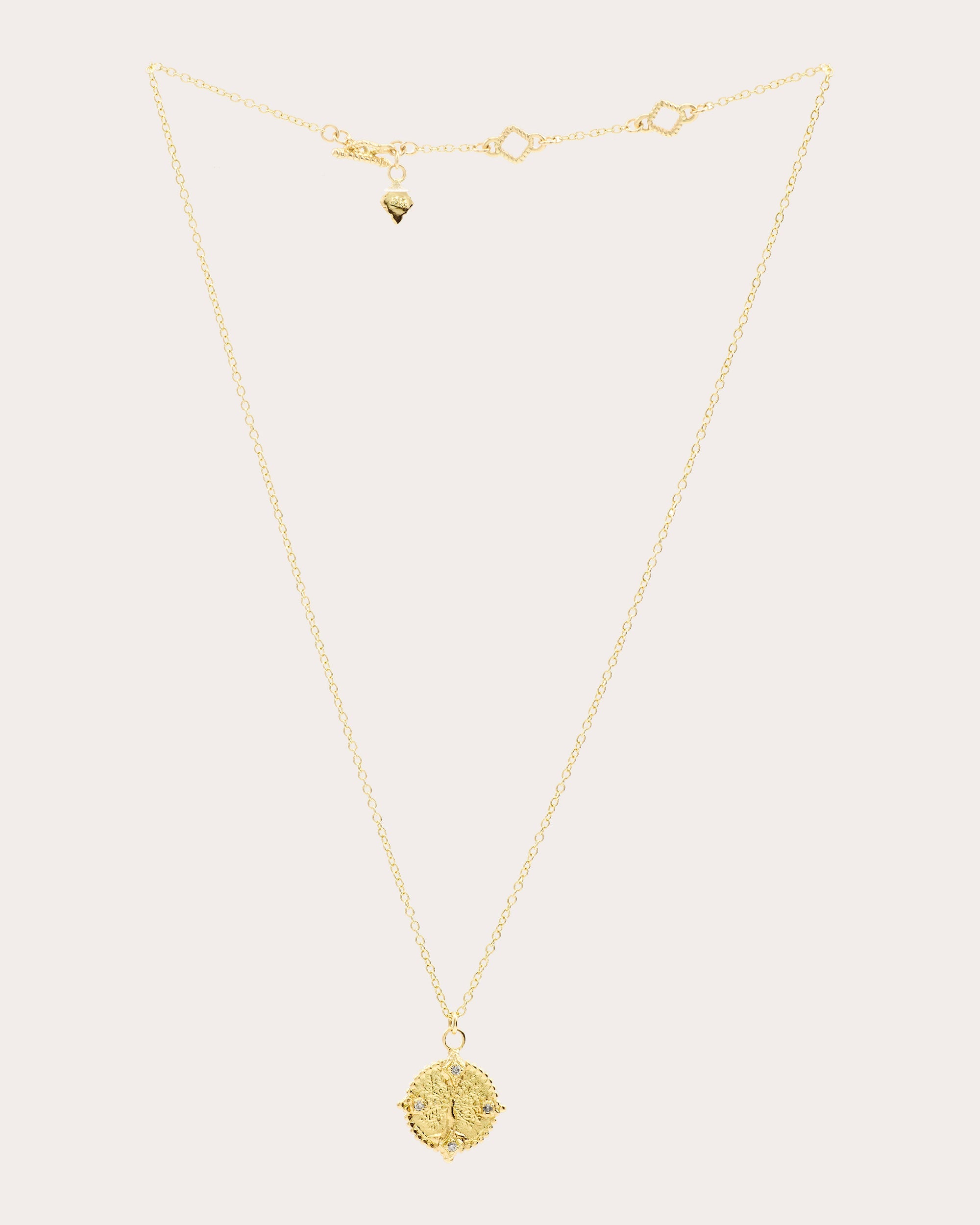 Diamond & 18k Gold Coin Medallion Pendant Necklace