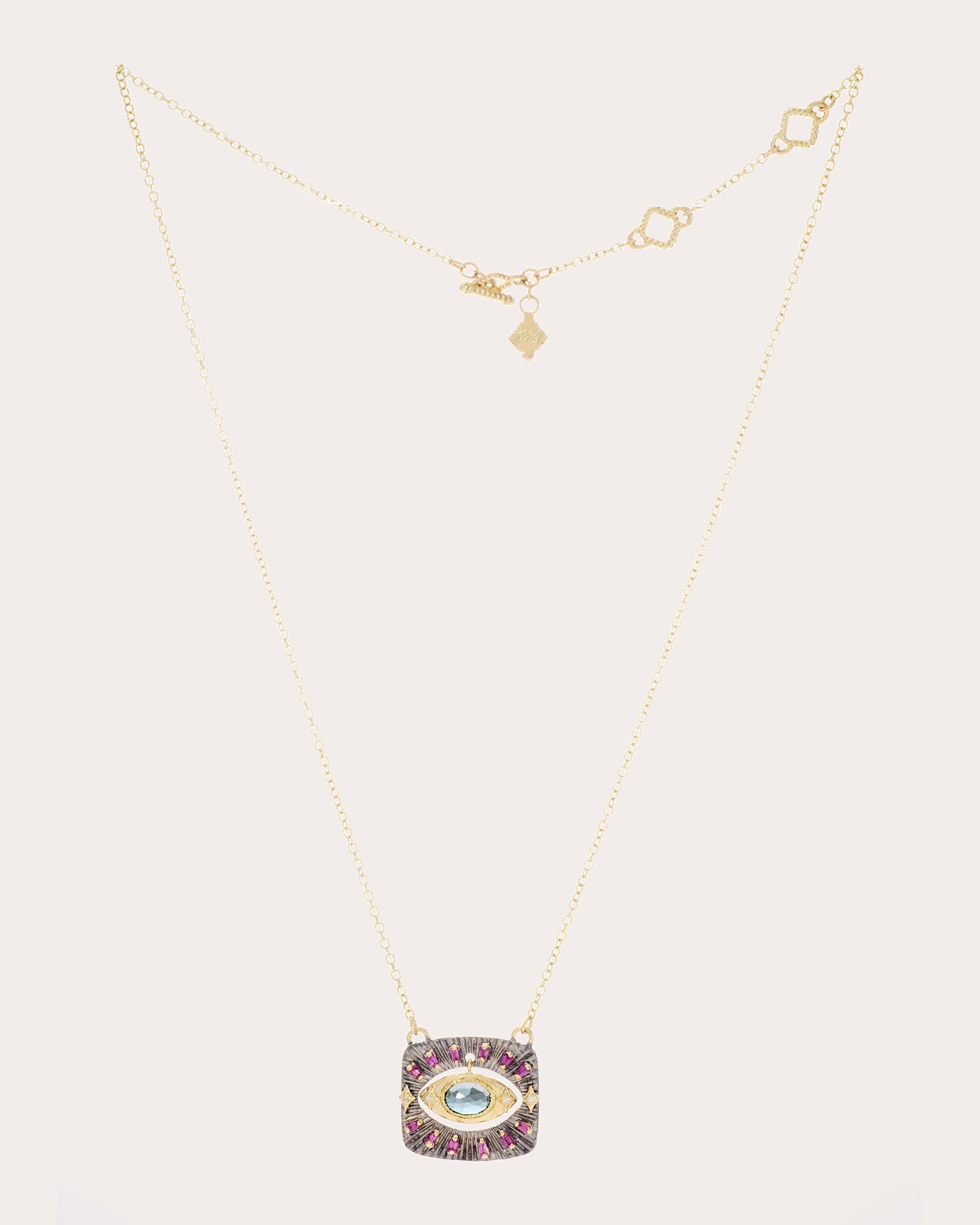 Topaz & Iolite Two-Tone Evil Eye Pendant Necklace