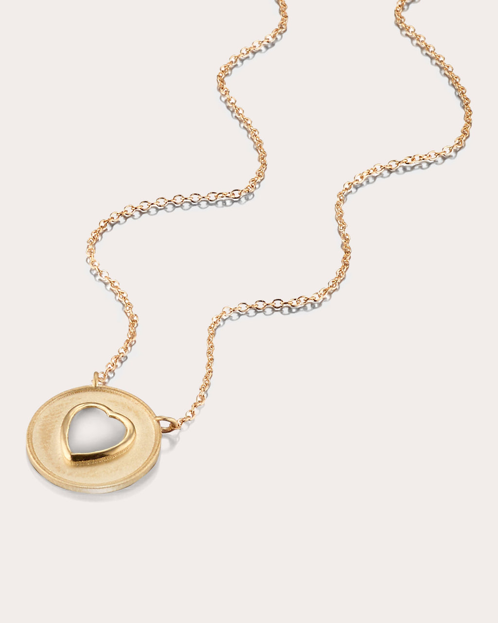18K Gold Mother-of-Pearl Heart Pendant Necklace