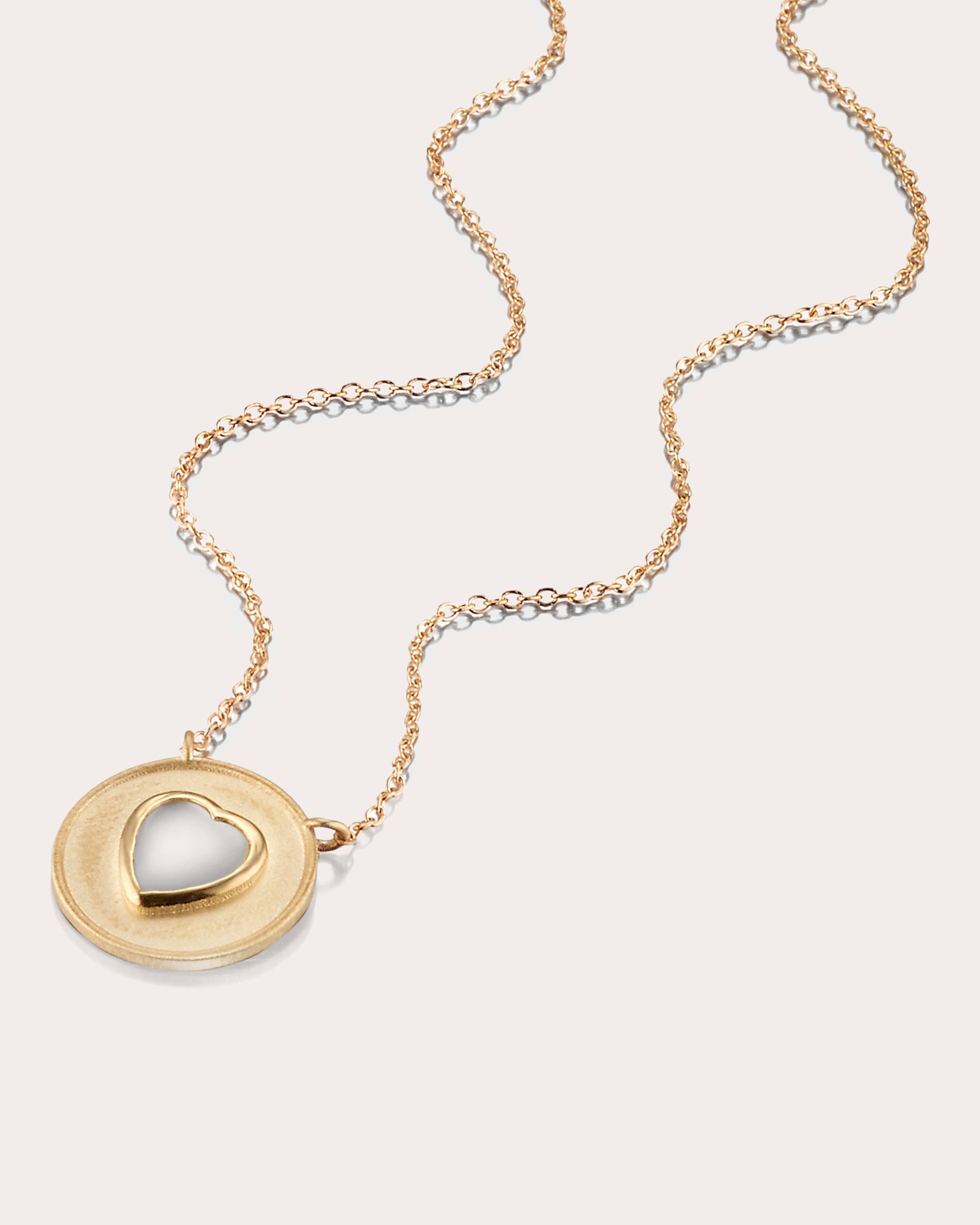 18K Gold Mother-of-Pearl Heart Pendant Necklace