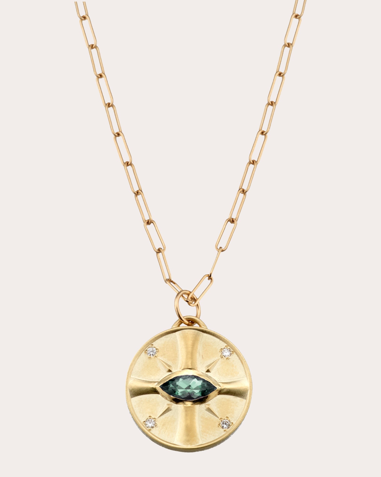 Sunstone & Diamond Eye of the Sun Pendant Necklace