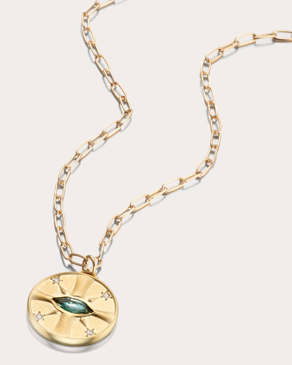 Sunstone & Diamond Eye of the Sun Pendant Necklace