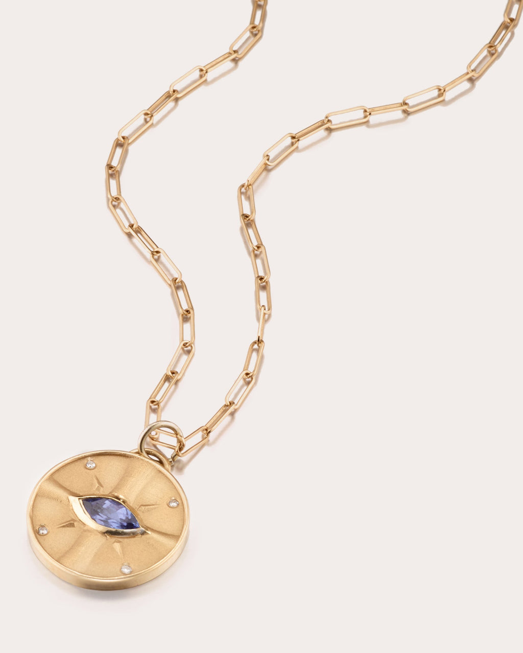 Tanzanite & Diamond Eye of the Sun Pendant Necklace