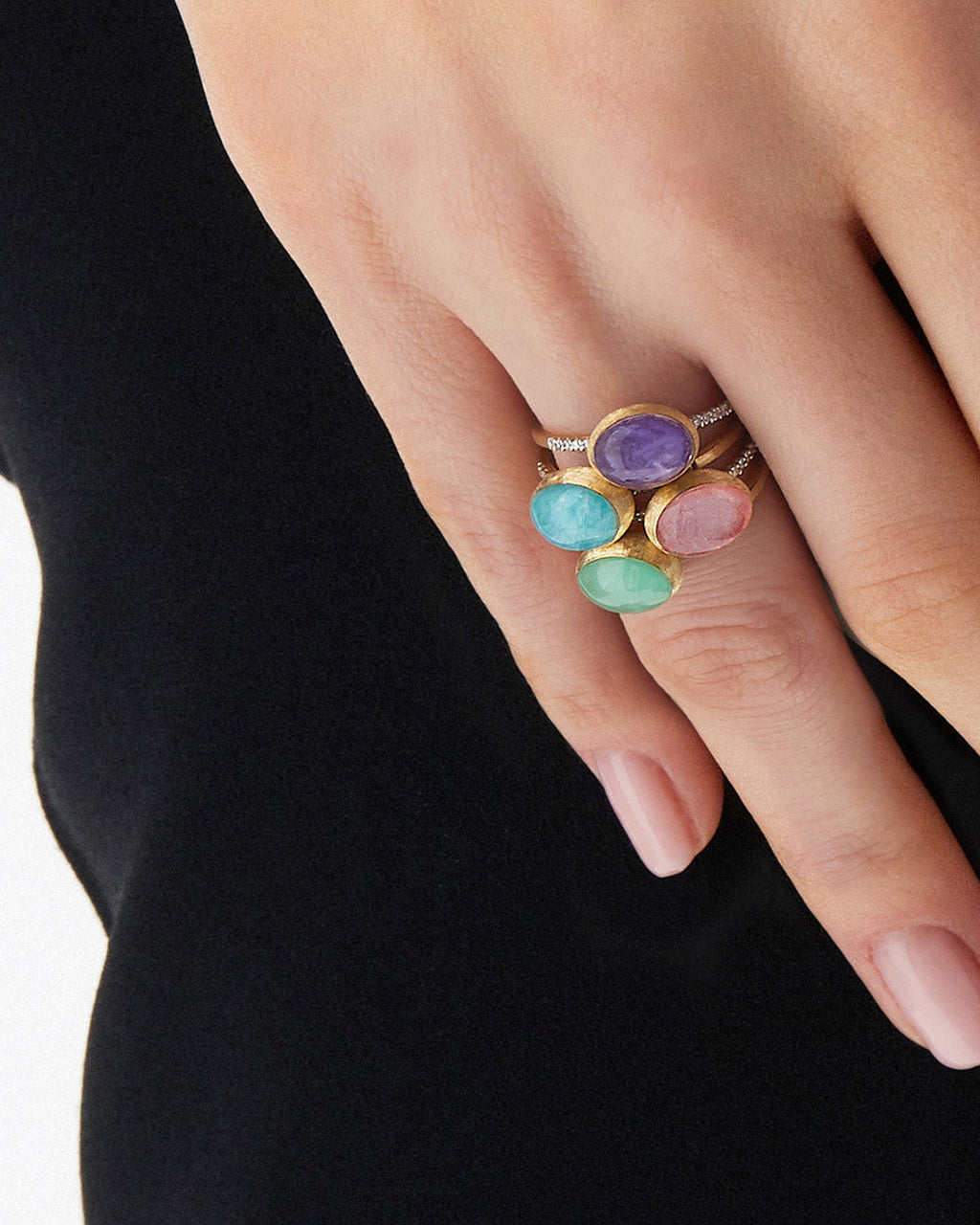 Diamond & Lepidolite 18k Gold Medium Violetta Ring
