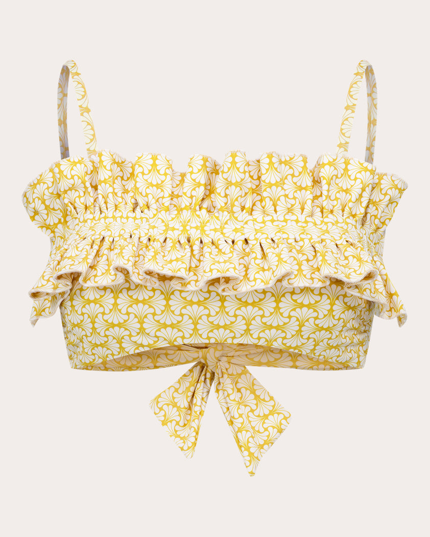 Nath Floral Ruffle Bandeau Bikini Top