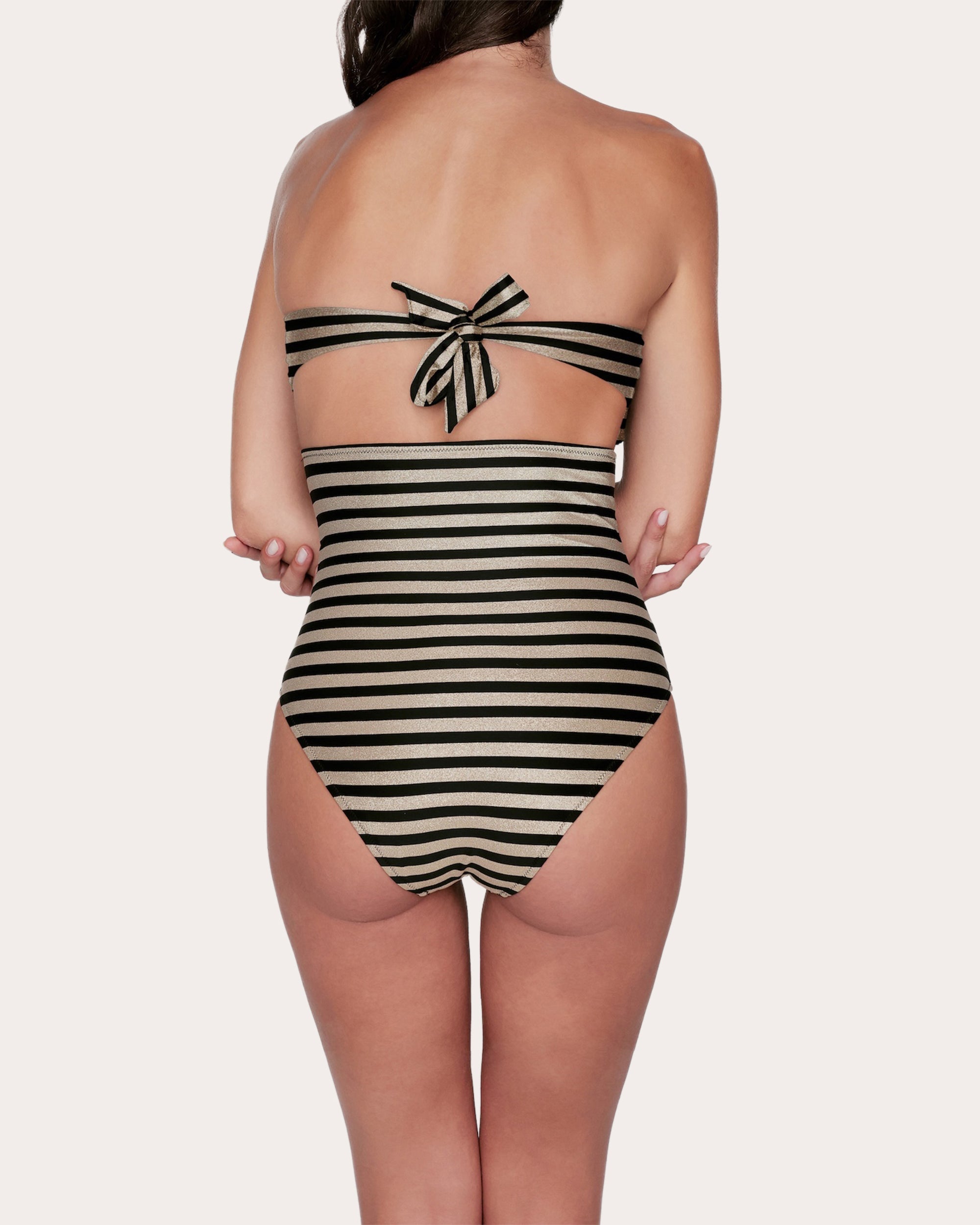 Sasha Stripe Ruffle Halter Bikini Top