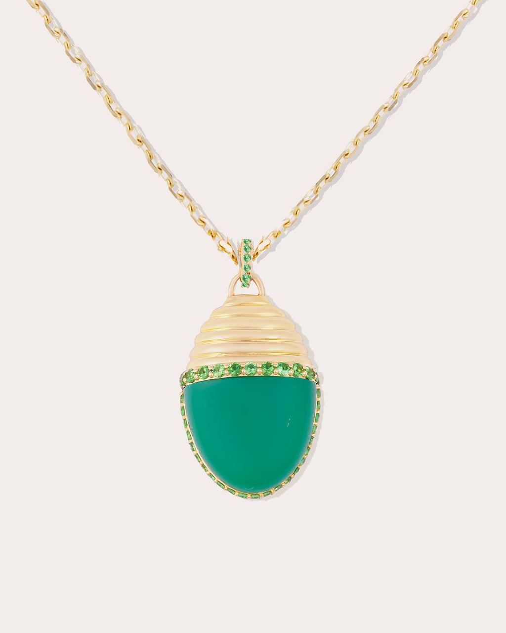 Chrysoprase & Tsavorite Found Cap Large Pendant Necklace